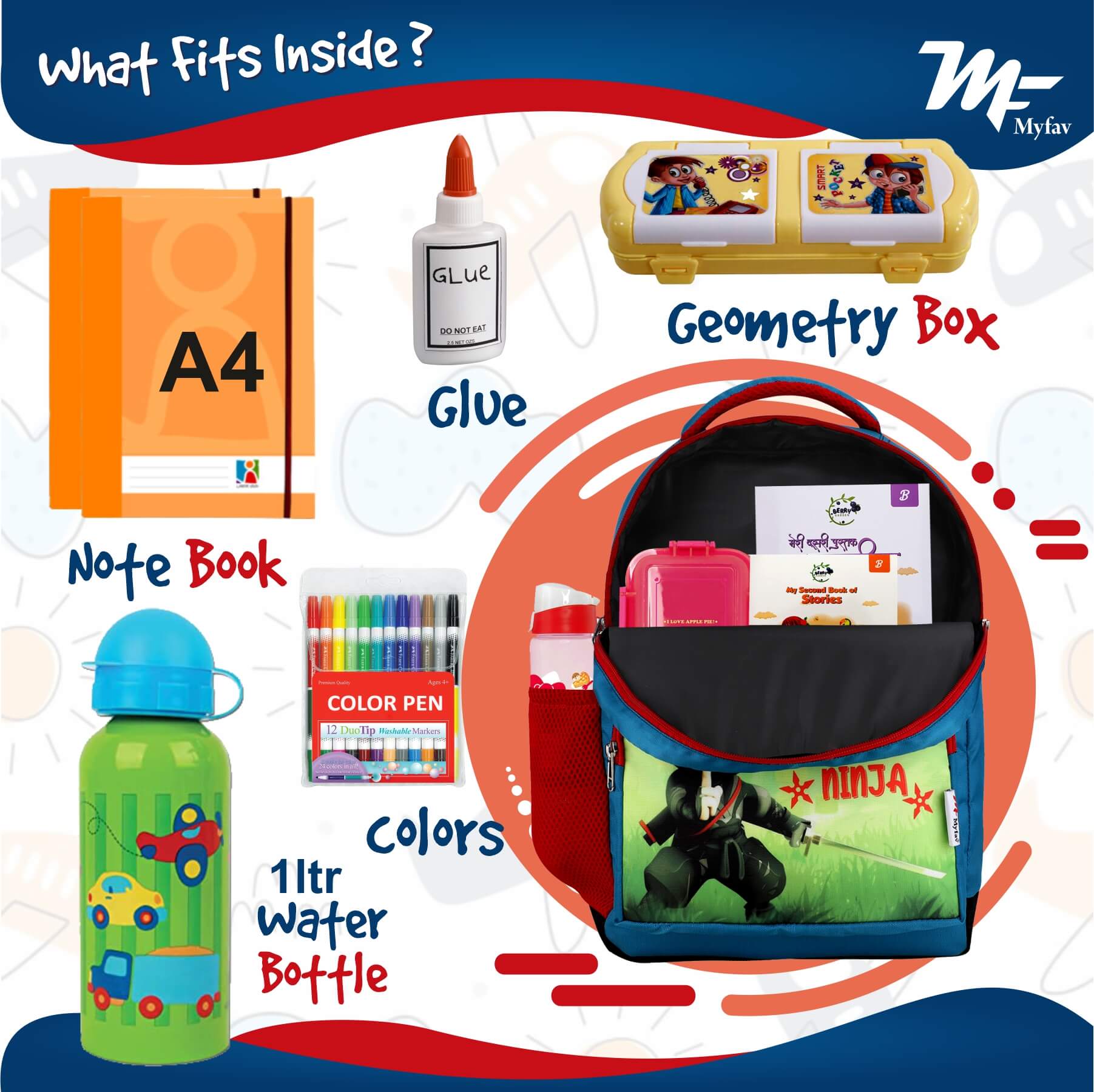 My Fav Mumma's Ninja Kids School Bag For Girls/Boys, School, Casual, Picnic, Nursery-(2 to 10 year Old Kid)