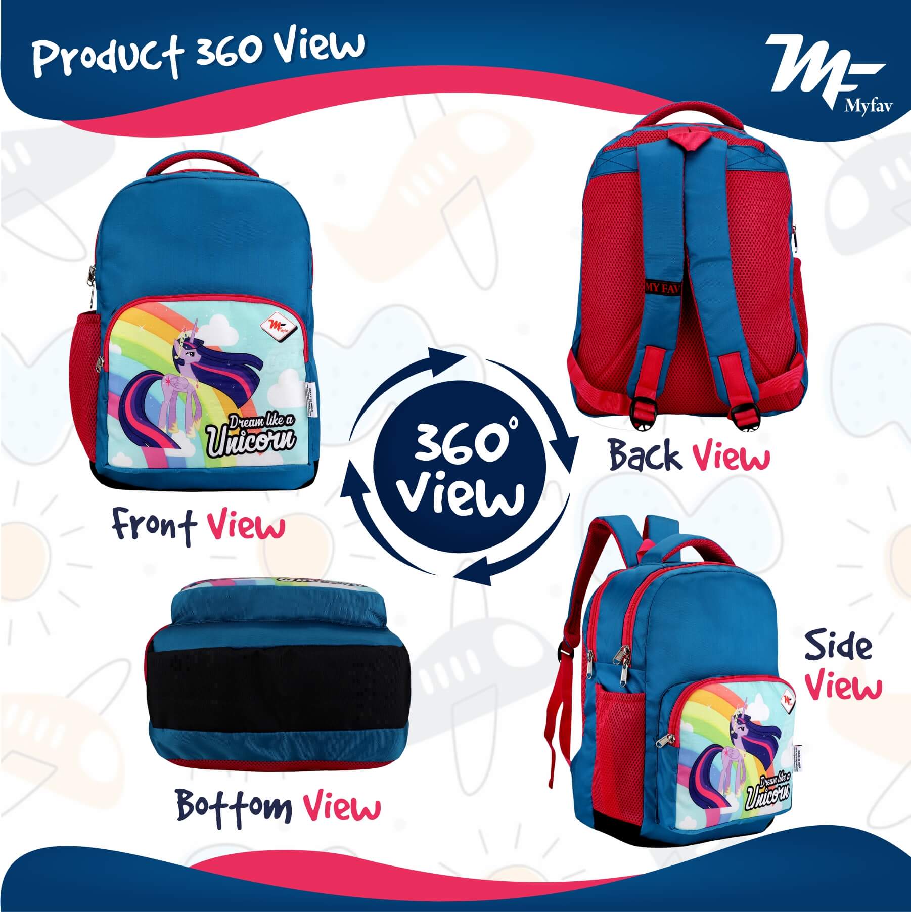 My Fav Dream Unicorn Kids School Bag For Girls/Boys, School, Casual, Picnic, Nursery-(2 to 10 year Old Kid)