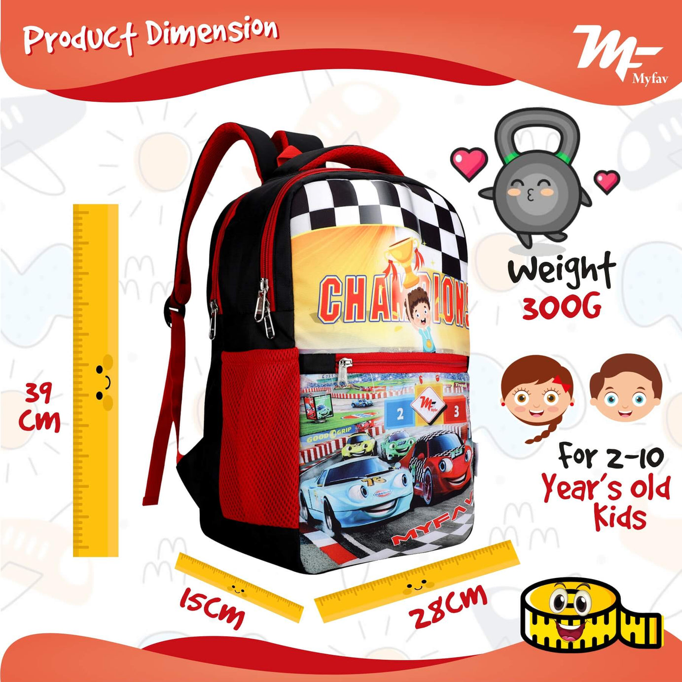 My Fav Cute Car Kids School Bag For Girls/Boys, School, Casual, Picnic, Nursery-(2 to 10 year Old Kid)
