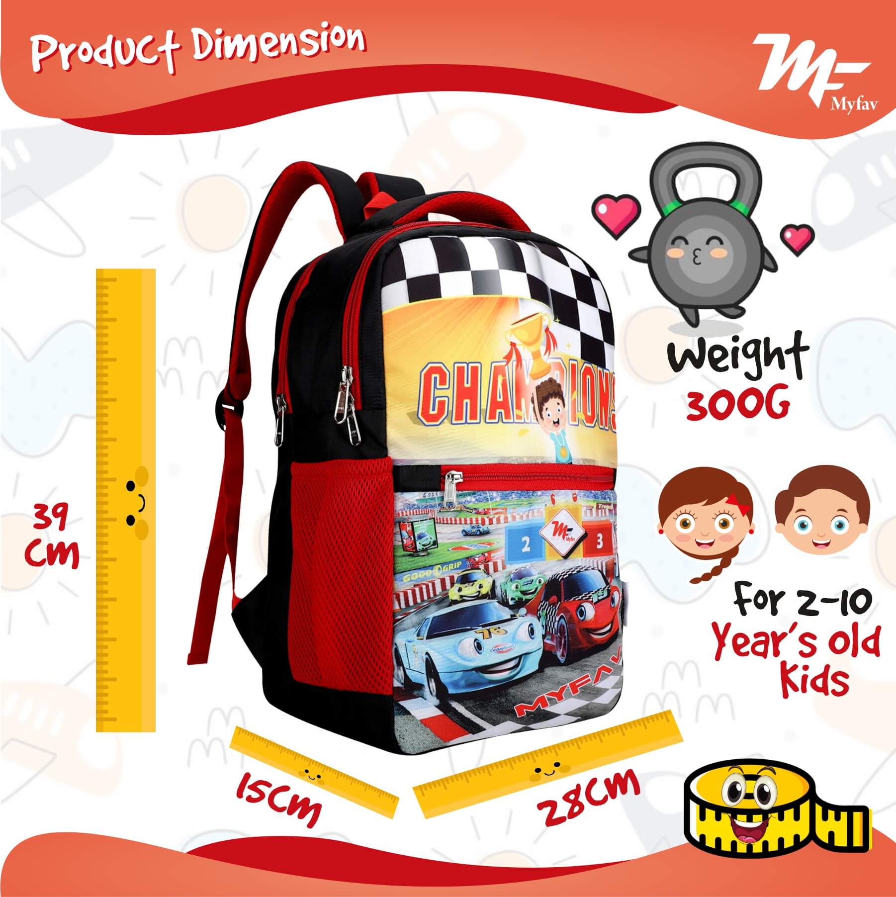 My Fav Cute Car Kids School Bag For Girls/Boys, School, Casual, Picnic, Nursery-(2 to 10 year Old Kid)