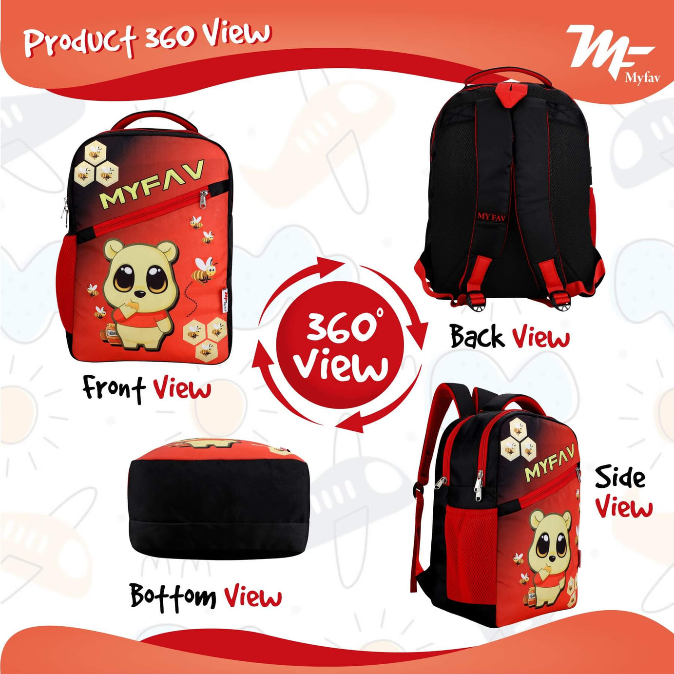 My Fav Cute Bear Kids School Bag For Girls/Boys, School, Casual, Picnic, Nursery-(2 to 10 year Old Kid)