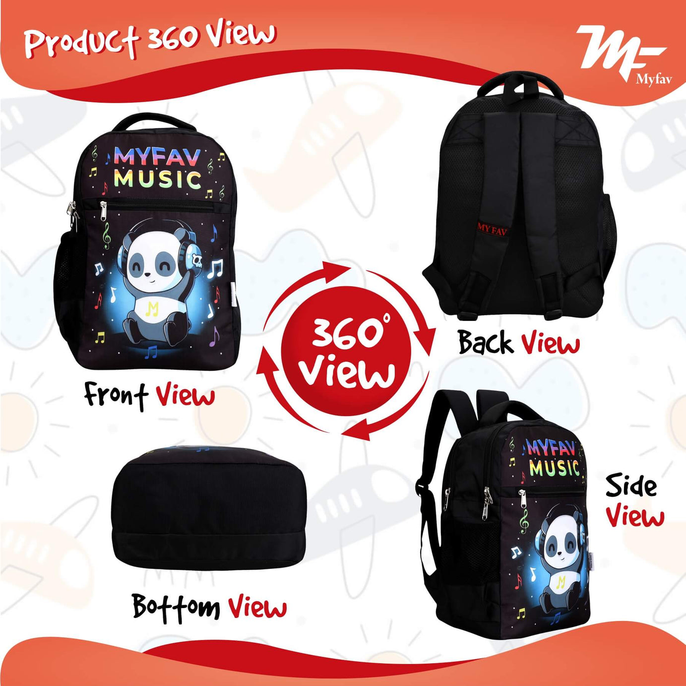 My Fav Cute Panda Kids School Bag For Girls/Boys, School, Casual, Picnic, Nursery-(2 to 10 year Old Kid)