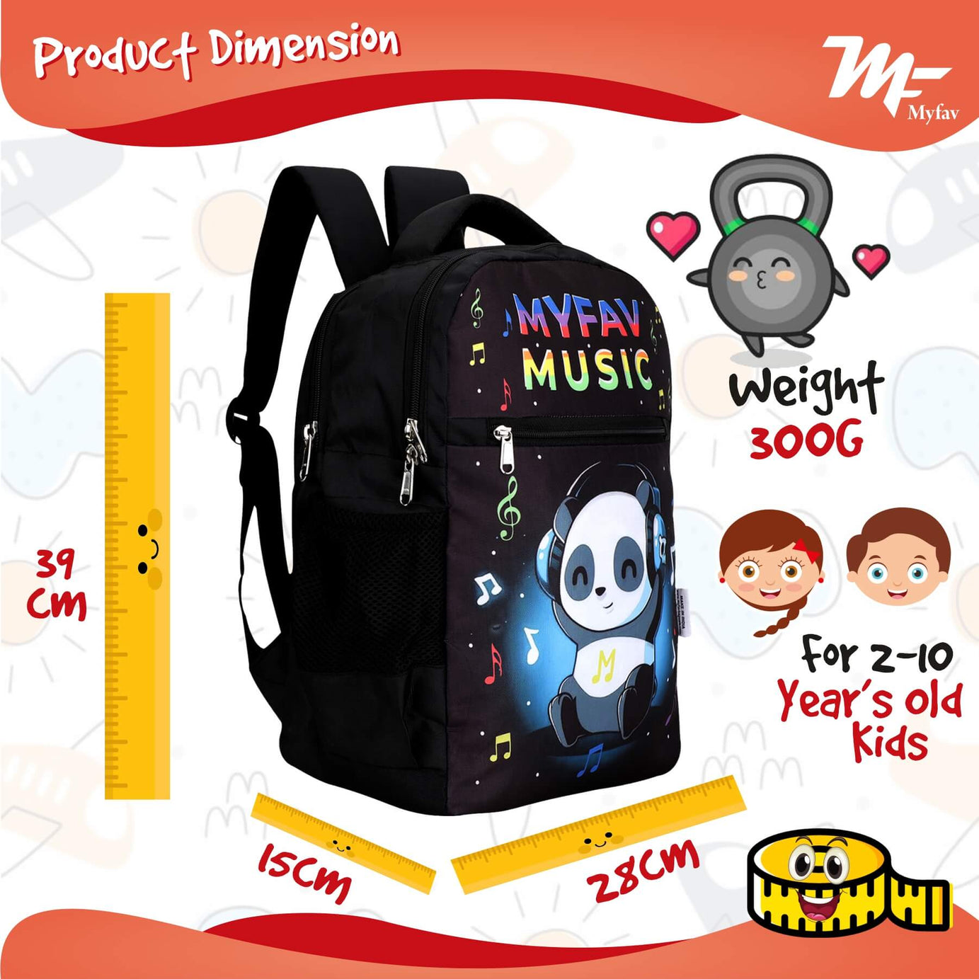 My Fav Cute Panda Kids School Bag For Girls/Boys, School, Casual, Picnic, Nursery-(2 to 10 year Old Kid)