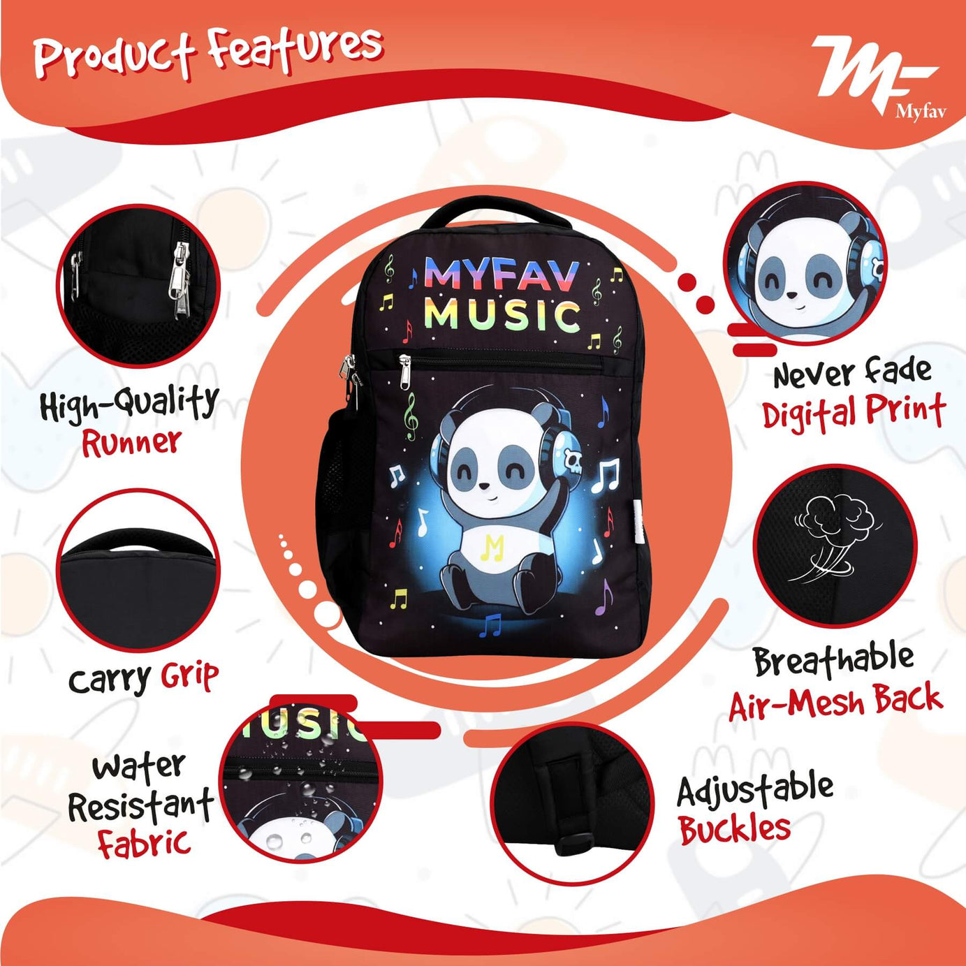 My Fav Cute Panda Kids School Bag For Girls/Boys, School, Casual, Picnic, Nursery-(2 to 10 year Old Kid)