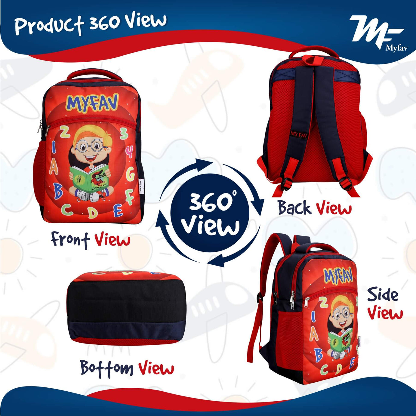 My Fav Cute Boy Kids School Bag For Girls/Boys, School, Casual, Picnic, Nursery-(2 to 10 year Old Kid)