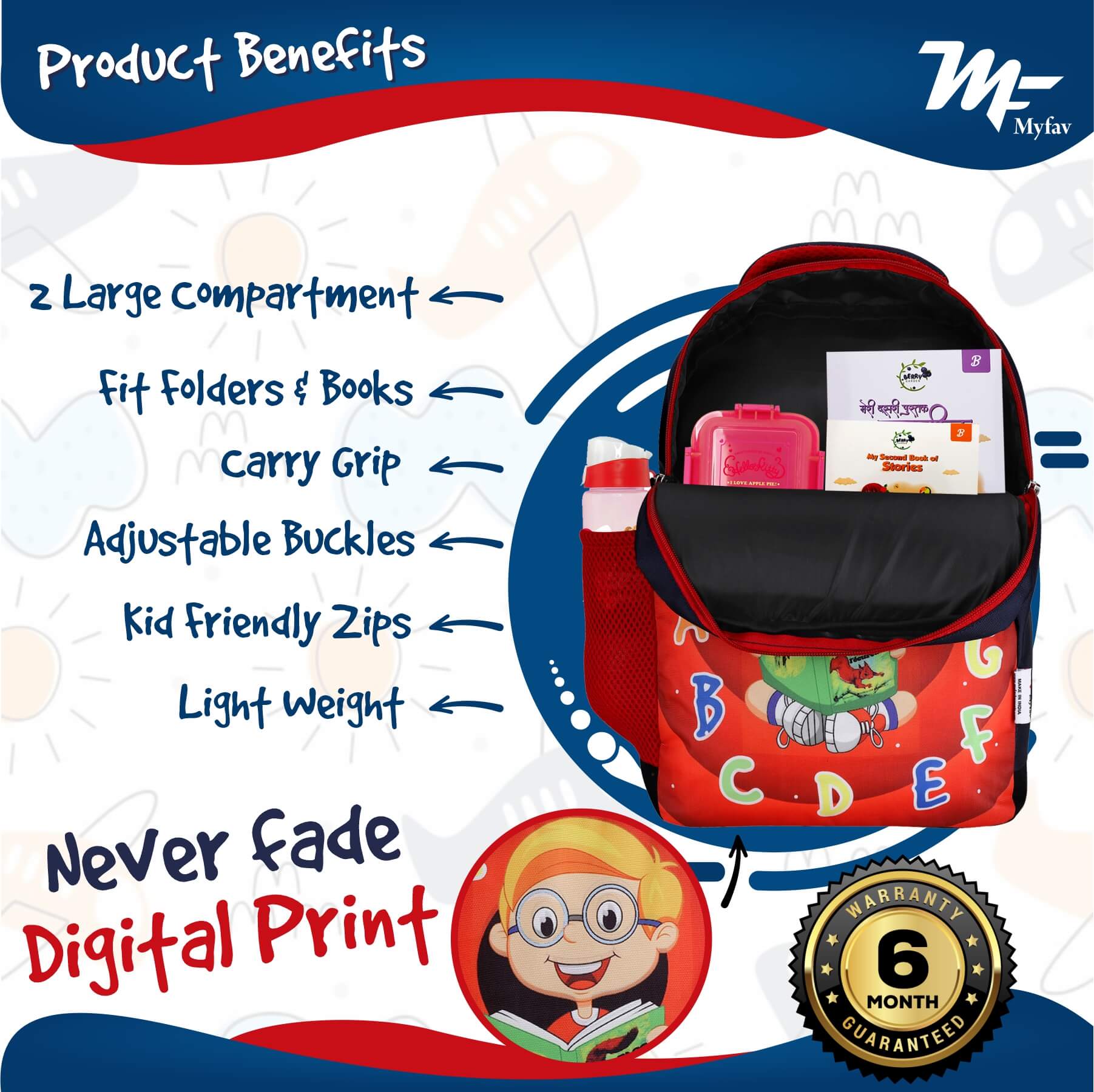 My Fav Cute Boy Kids School Bag For Girls/Boys, School, Casual, Picnic, Nursery-(2 to 10 year Old Kid)