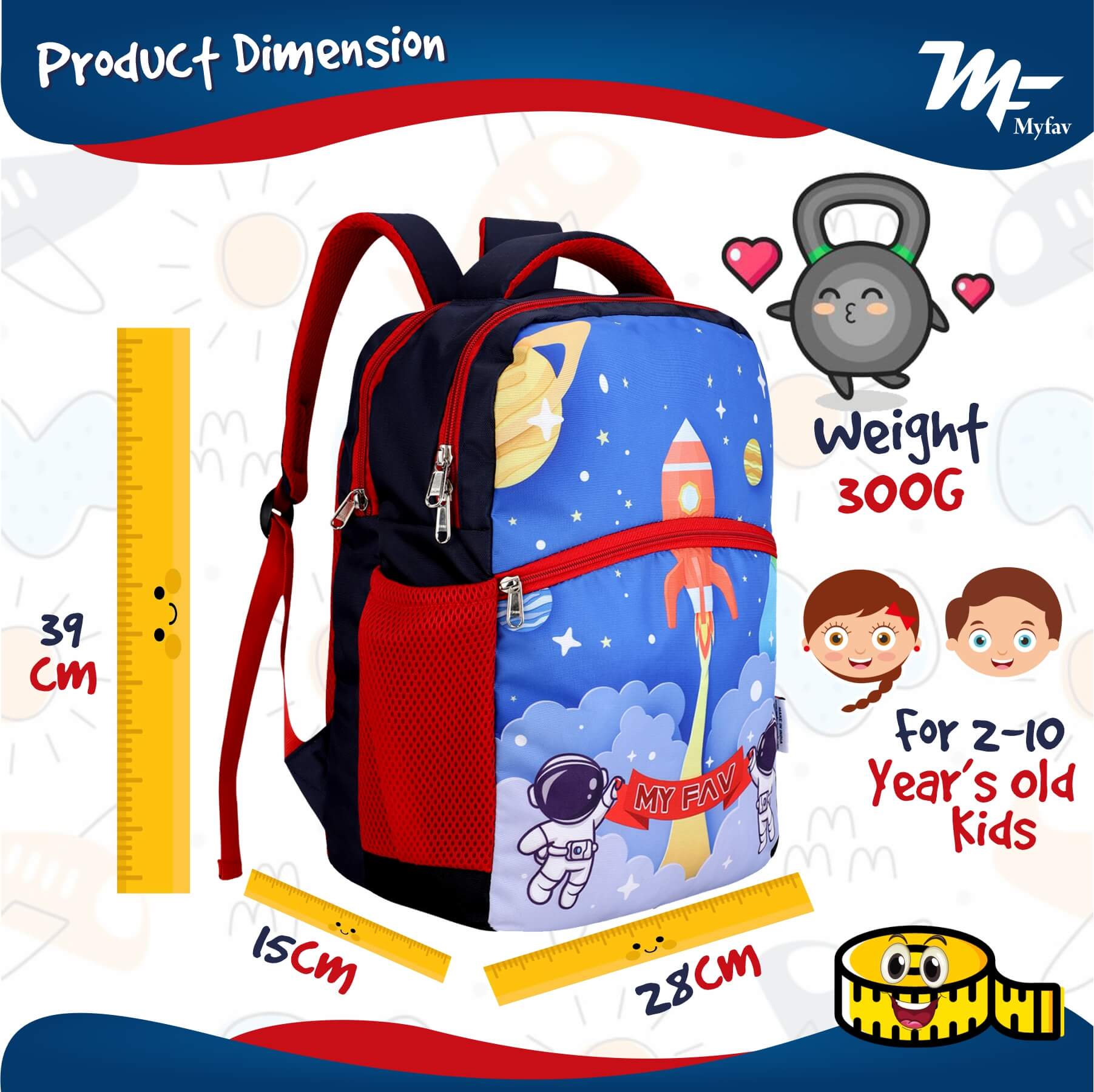 My Fav Cute Galaxy Kids School Bag For Girls/Boys, School, Casual, Picnic, Nursery-(2 to 10 year Old Kid)