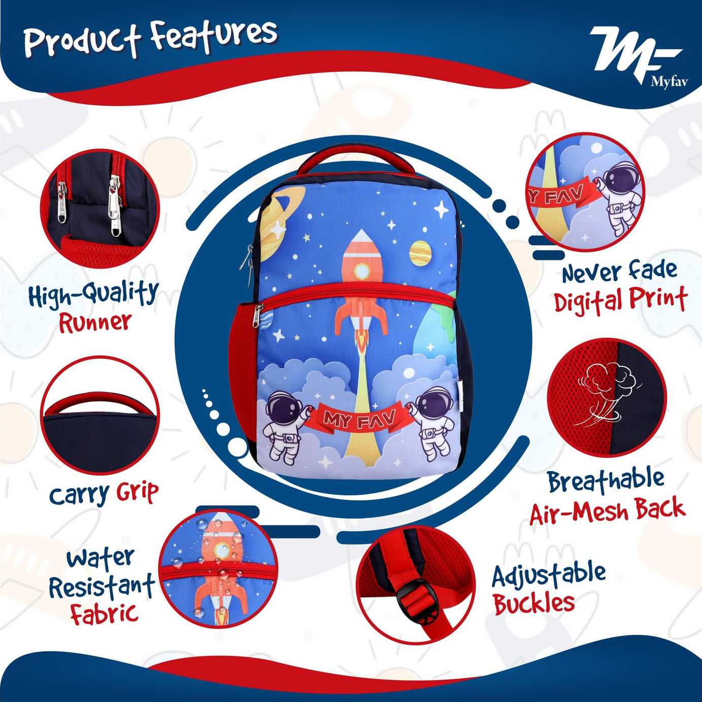 My Fav Cute Galaxy Kids School Bag For Girls/Boys, School, Casual, Picnic, Nursery-(2 to 10 year Old Kid)