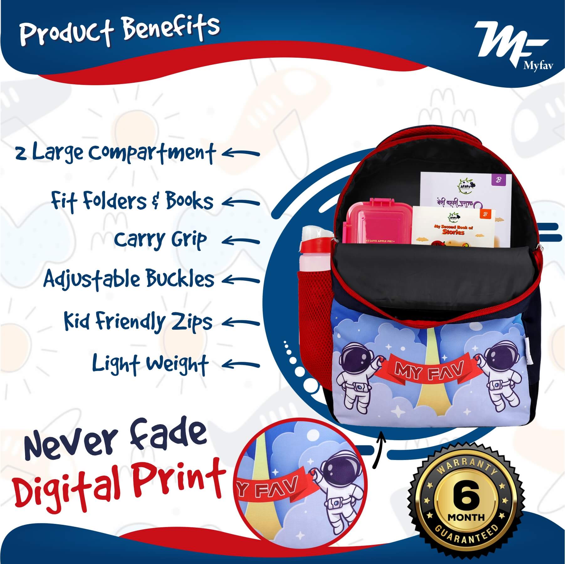 My Fav Cute Galaxy Kids School Bag For Girls/Boys, School, Casual, Picnic, Nursery-(2 to 10 year Old Kid)