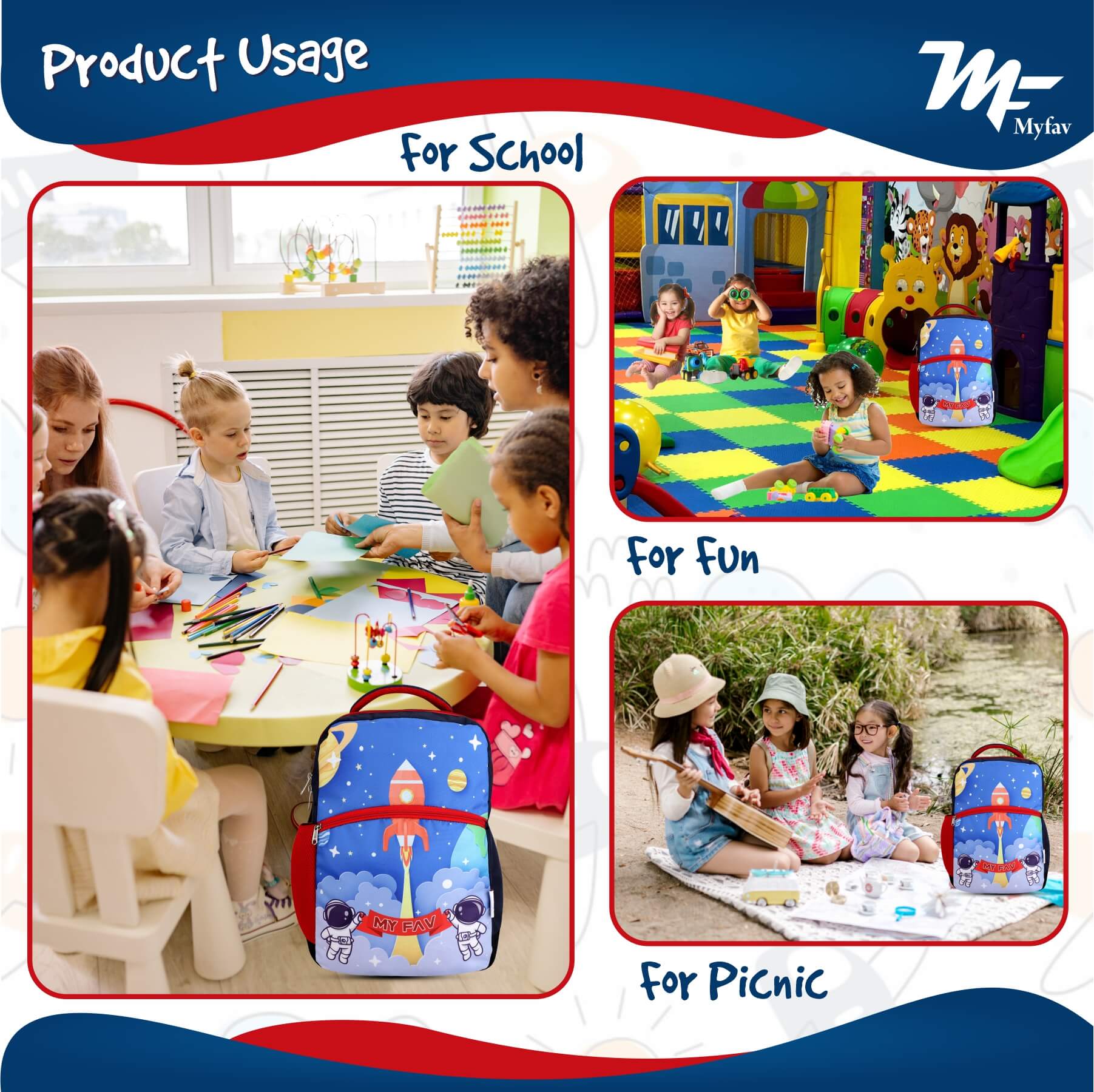 My Fav Cute Galaxy Kids School Bag For Girls/Boys, School, Casual, Picnic, Nursery-(2 to 10 year Old Kid)