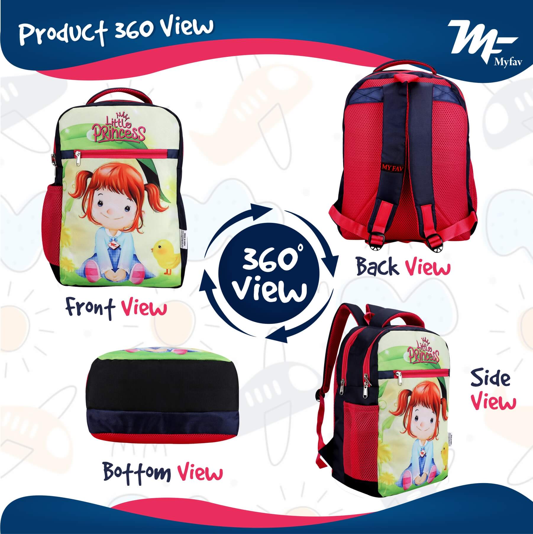 My Fav Cute little Princess Kids School Bag For Girls/Boys, School, Casual, Picnic, Nursery-(2 to 10 year Old Kid)