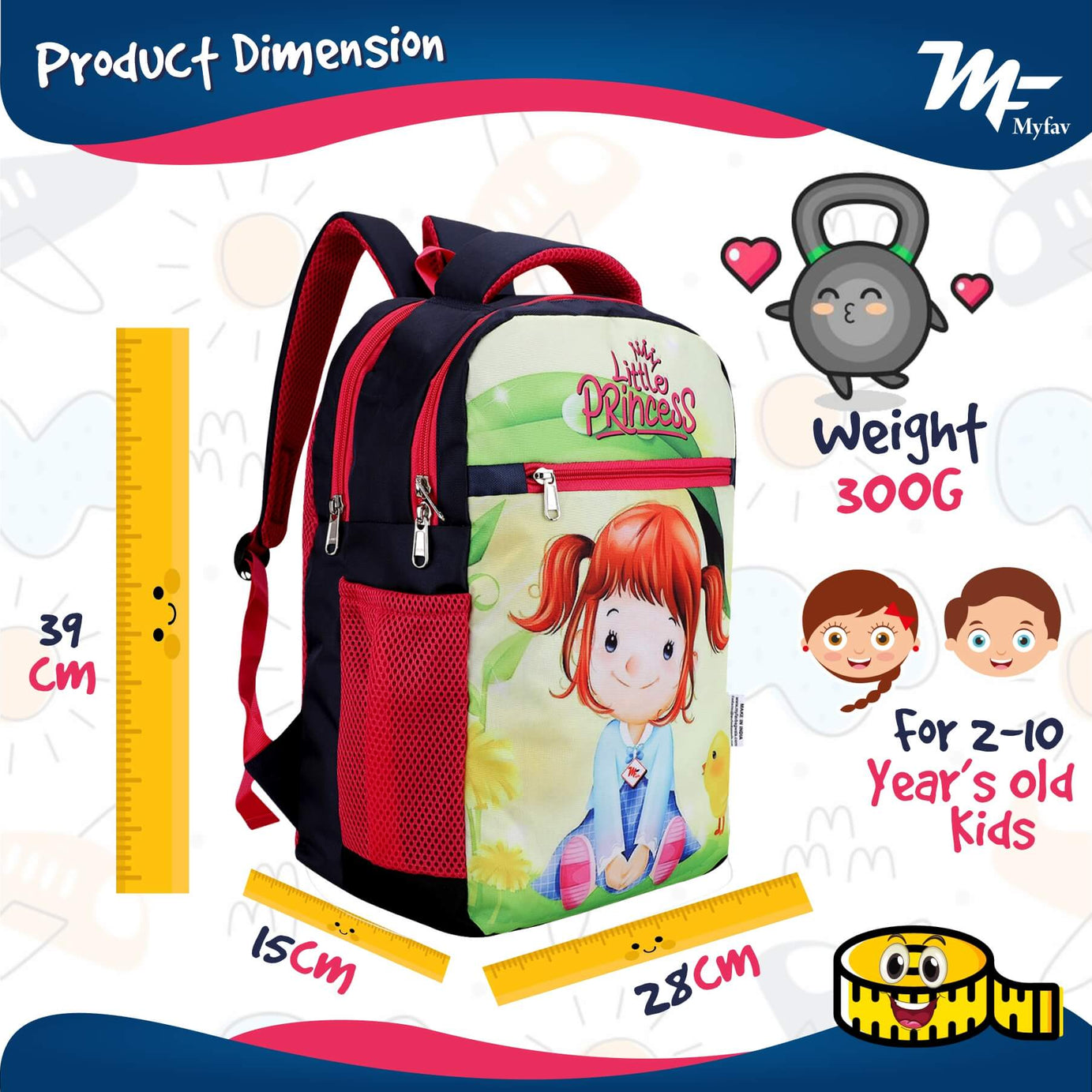 My Fav Cute little Princess Kids School Bag For Girls/Boys, School, Casual, Picnic, Nursery-(2 to 10 year Old Kid)