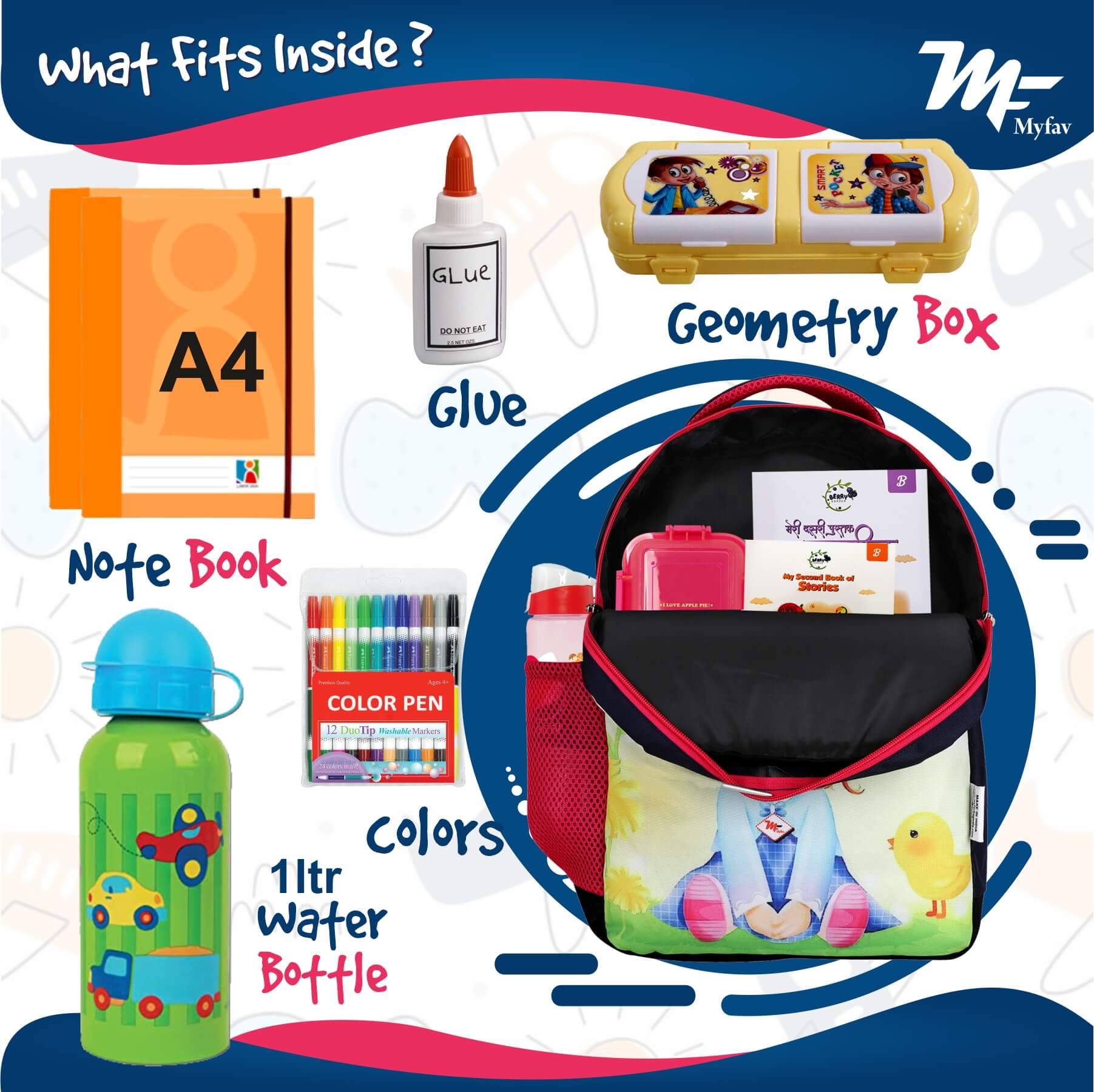 My Fav Cute little Princess Kids School Bag For Girls/Boys, School, Casual, Picnic, Nursery-(2 to 10 year Old Kid)