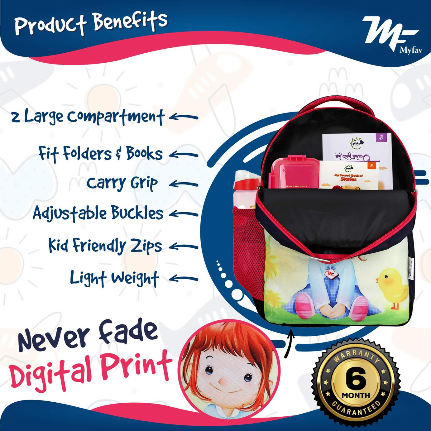 My Fav Cute little Princess Kids School Bag For Girls/Boys, School, Casual, Picnic, Nursery-(2 to 10 year Old Kid)