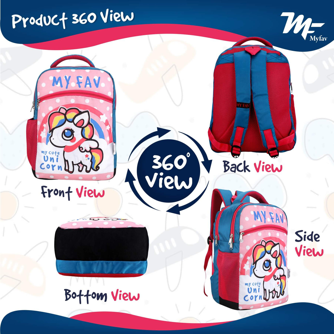 My fav Cute Unicorn School Bag For Girls/Boys, School, Casual, Picnic, Nursery-(2 to 10 year Old Kid)