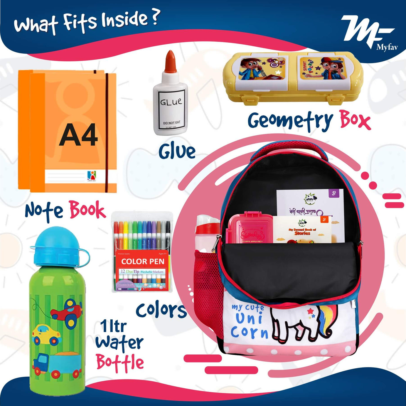 My fav Cute Unicorn School Bag For Girls/Boys, School, Casual, Picnic, Nursery-(2 to 10 year Old Kid)