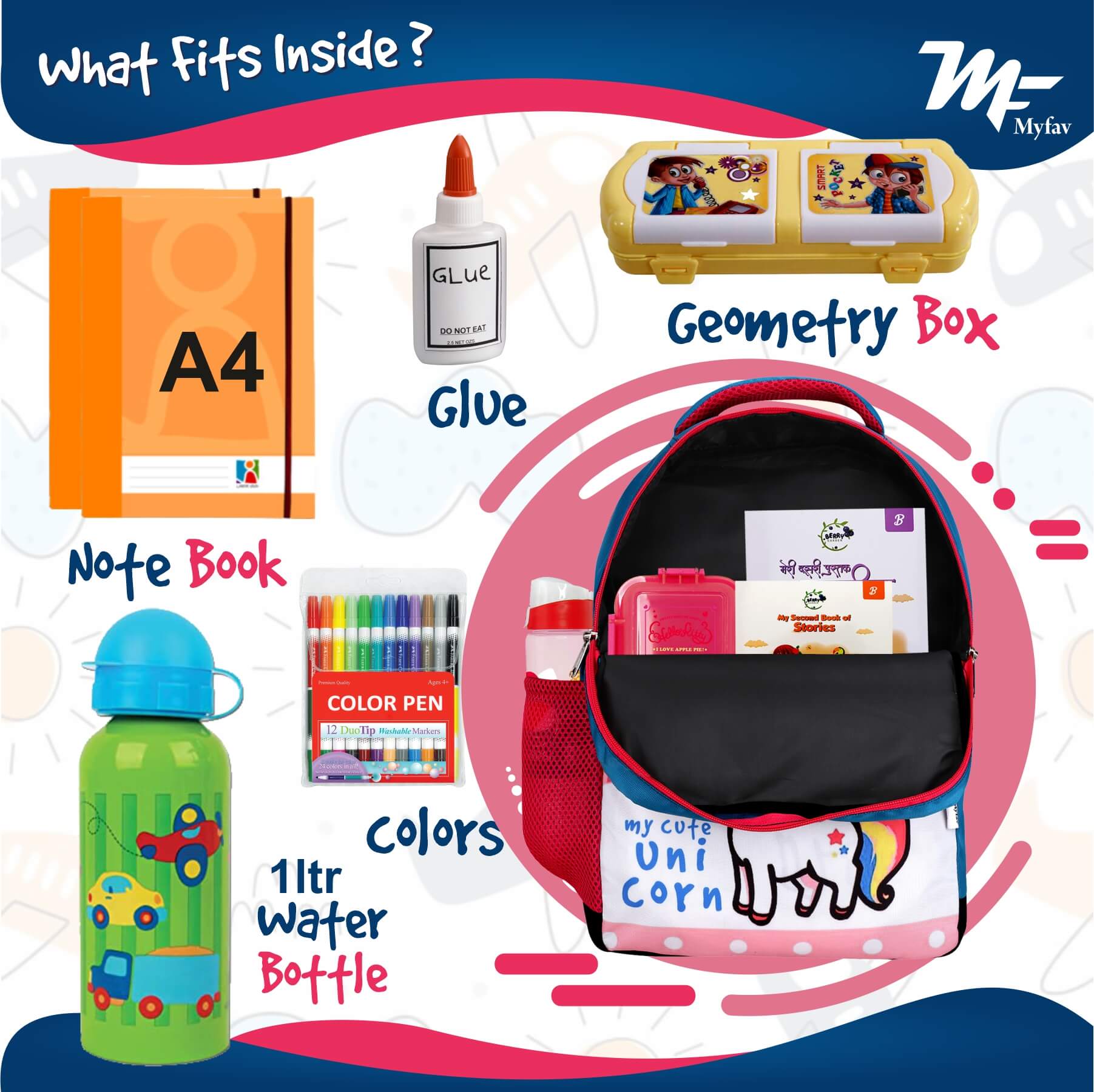 My fav Cute Unicorn School Bag For Girls/Boys, School, Casual, Picnic, Nursery-(2 to 10 year Old Kid)