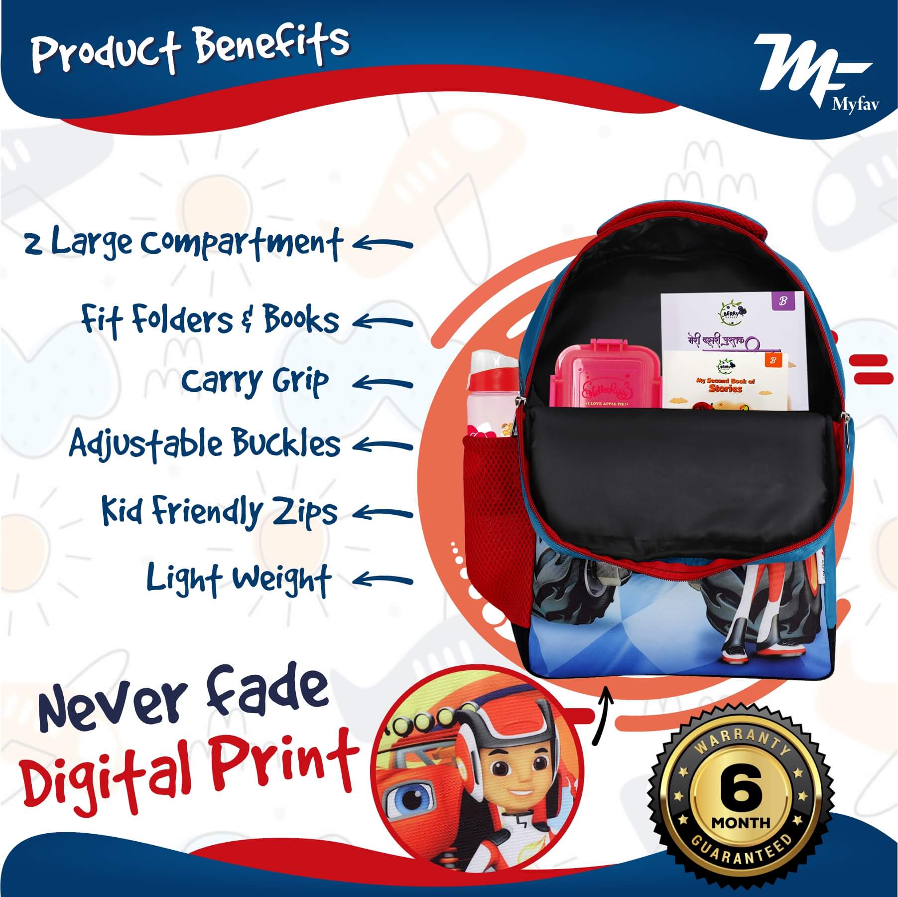 My Fav Cute Racer Kids School Bag For Girls/Boys, School, Casual, Picnic, Nursery-(2 to 10 year Old Kid)