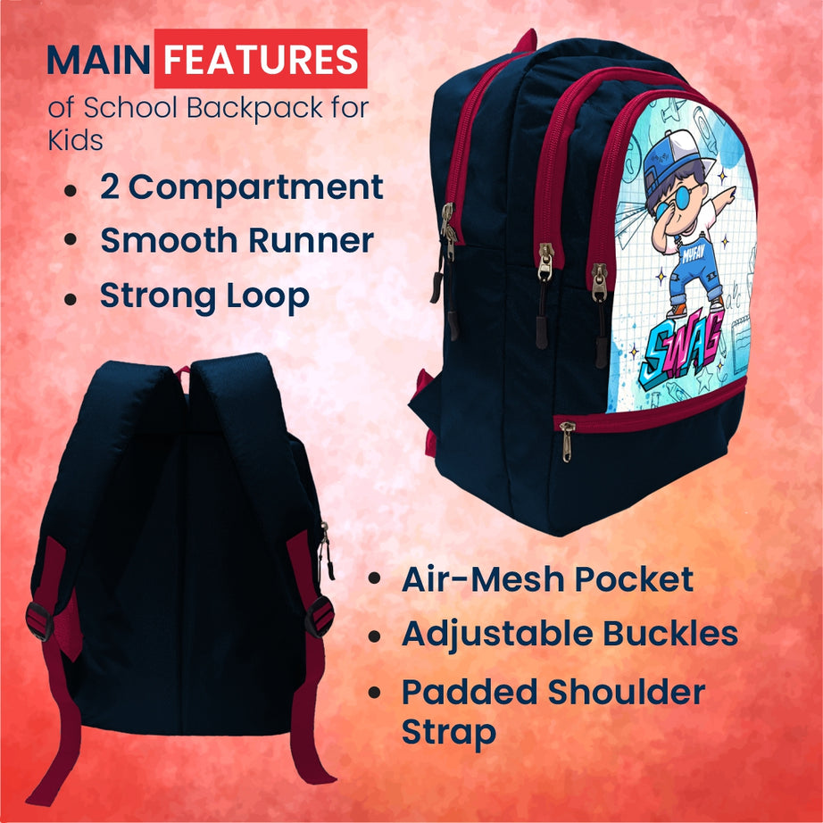 Cartoon Printed Lightweight Spacious Waterproof Casual/Picnic/Tuition/School Bag/Backpack for Play School (2 to 10-year-old Kids) 40 * 29 * 15CM (Multicolor-18)|MFKB024-Baz|