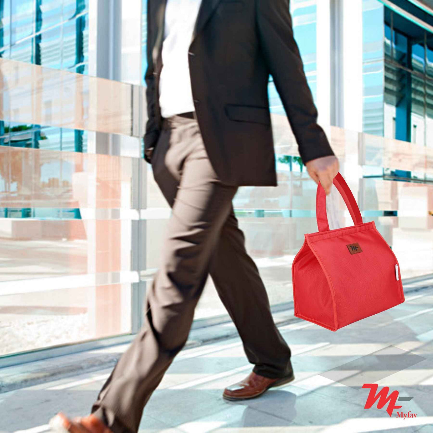 MY FAV Lunch Bag for Kids, Men & Women, Velcro Closure Tiffin Bag for Travel, Office, College & School, Durable and Lightweight (8 Liter) (Red)