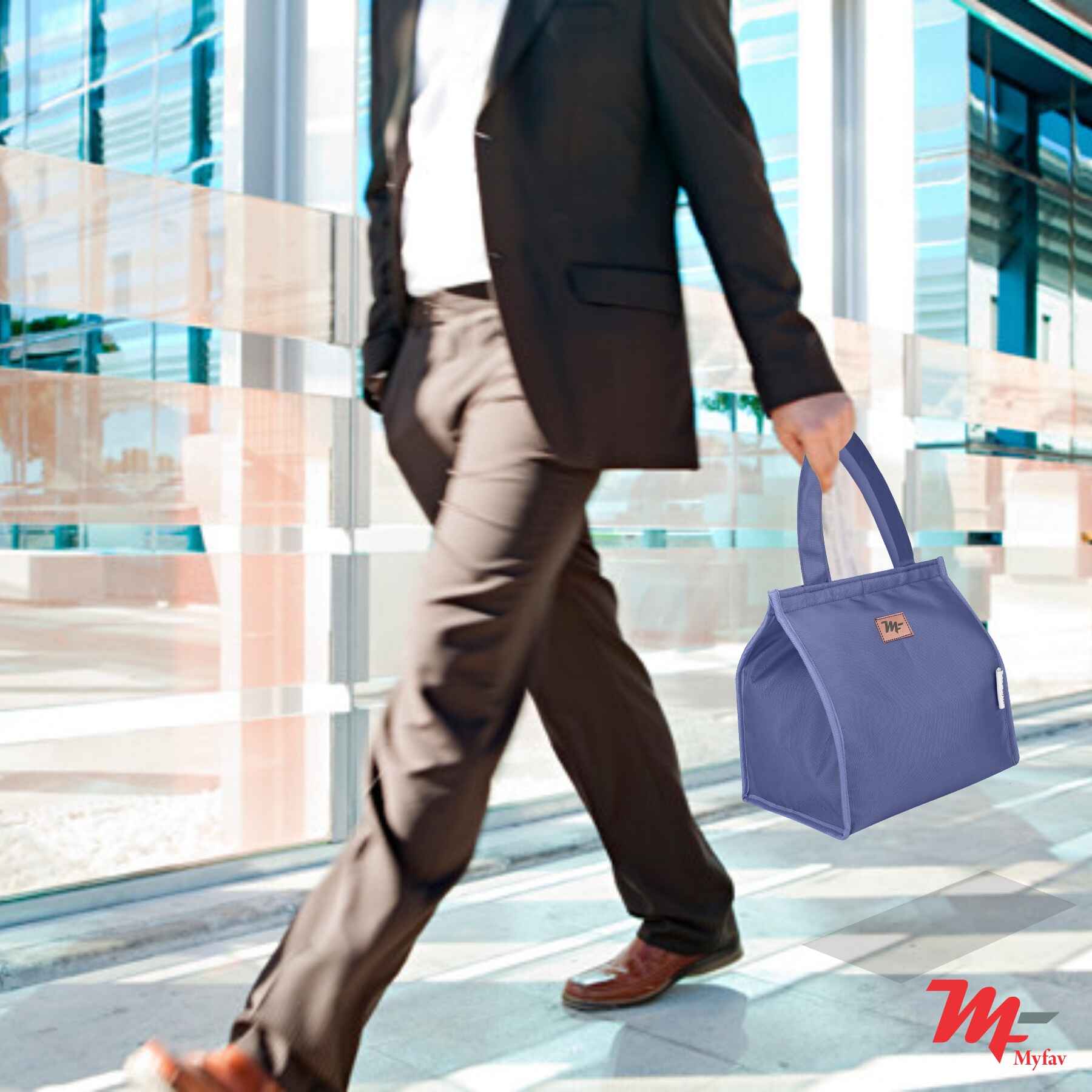 MY FAV Lunch Bag for Kids, Men & Women, Velcro Closure Tiffin Bag for Travel, Office, College & School, Durable and Lightweight (8 Liter) (Blue)