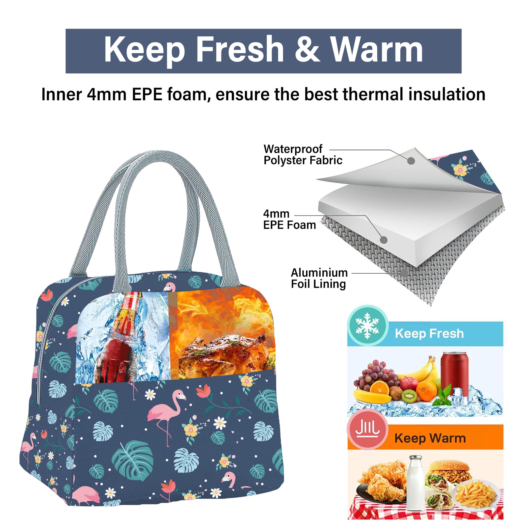 MY FAV Women Waterproof Carry On Tote Tiffin Bag for Travel, Office, Picnic, Camping Outdoor, College & School, Durable and Lightweight Bag