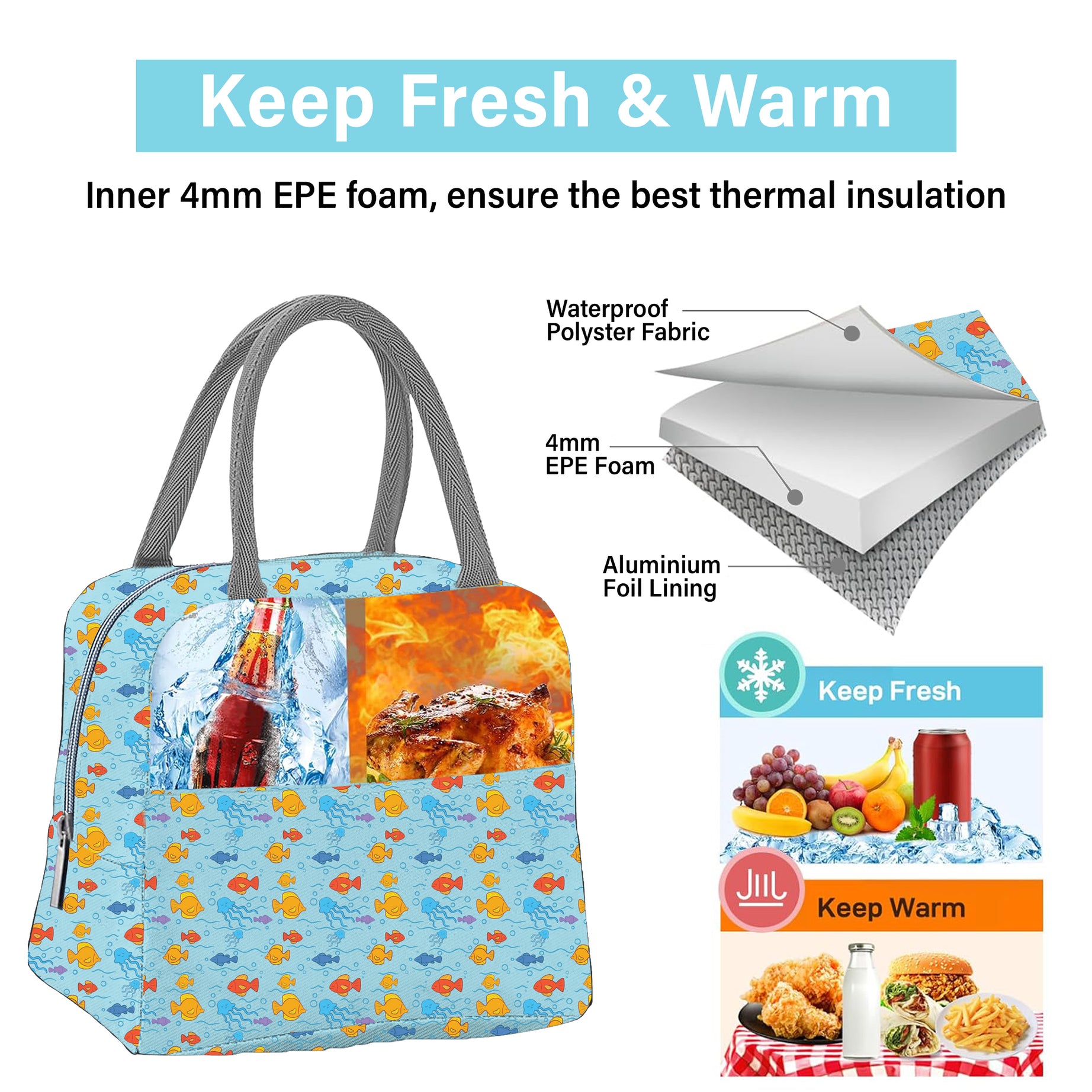 MY FAV Women Waterproof Carry On Tote Tiffin Bag for Travel, Office, Picnic, Camping Outdoor, College & School, Durable and Lightweight Bag-3