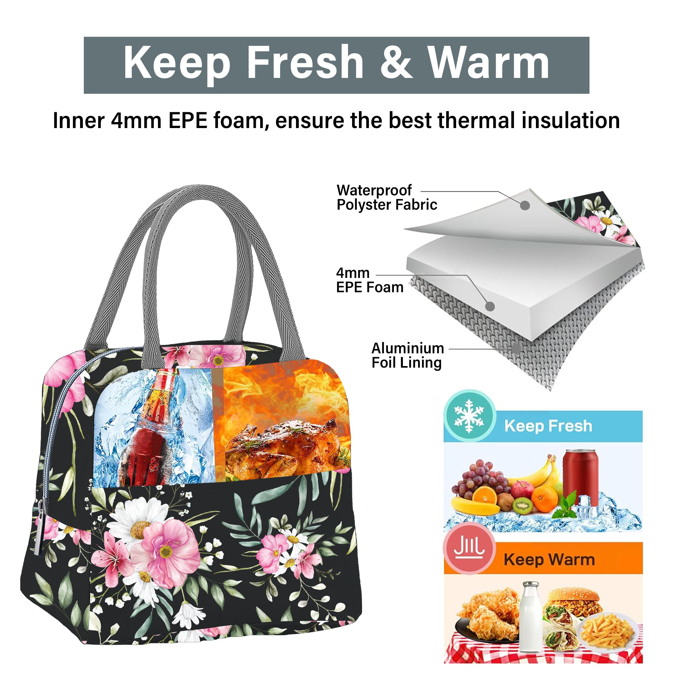 MY FAV Women, Waterproof Carry On Tote Tiffin Bag for Travel, Office, Picnic, Camping Outdoor, College & School, Durable and Lightweight Bag-4