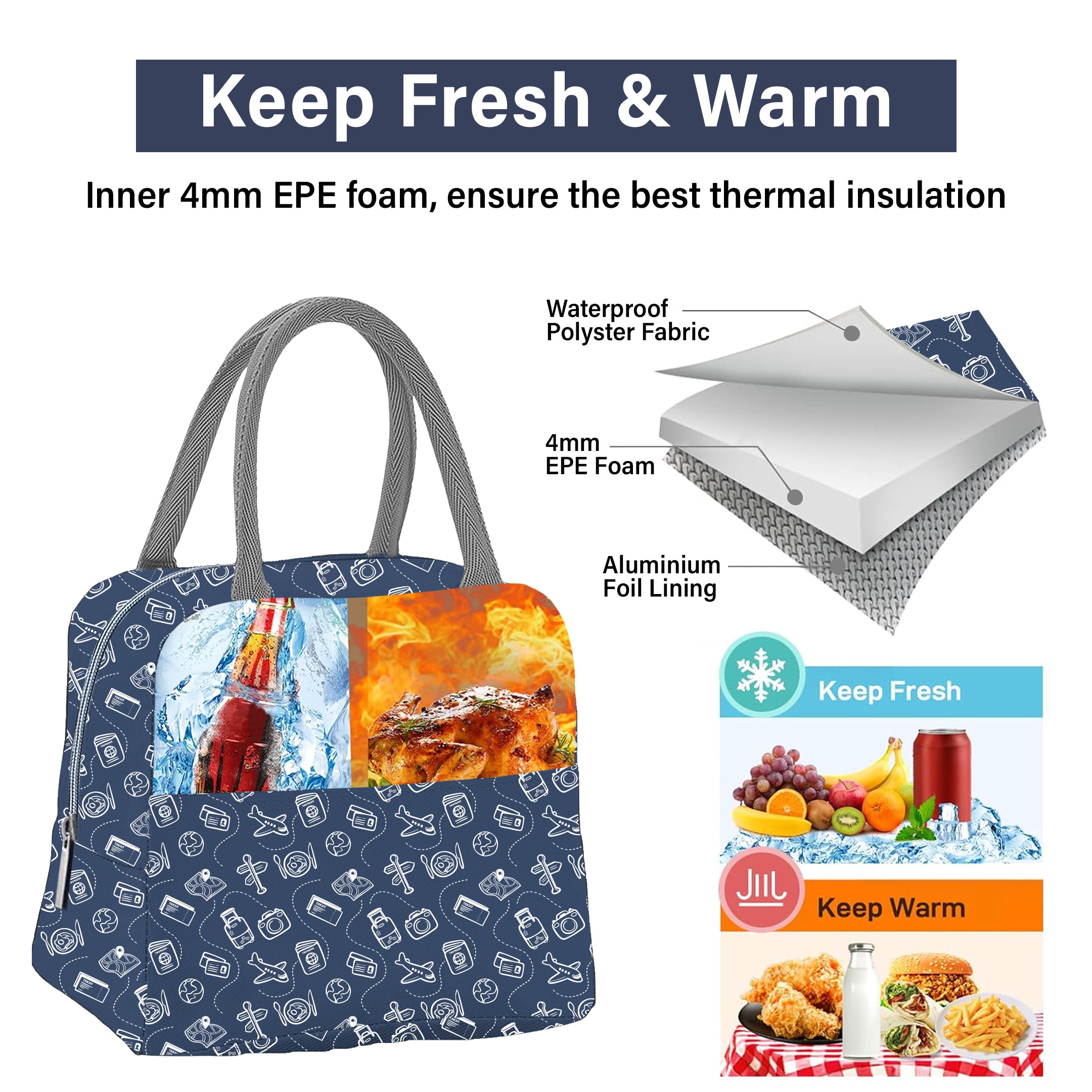 MY FAV Women, Waterproof Carry On Tote Tiffin Bag for Travel, Office, Picnic, Camping Outdoor, College & School, Durable and Lightweight Bag-7