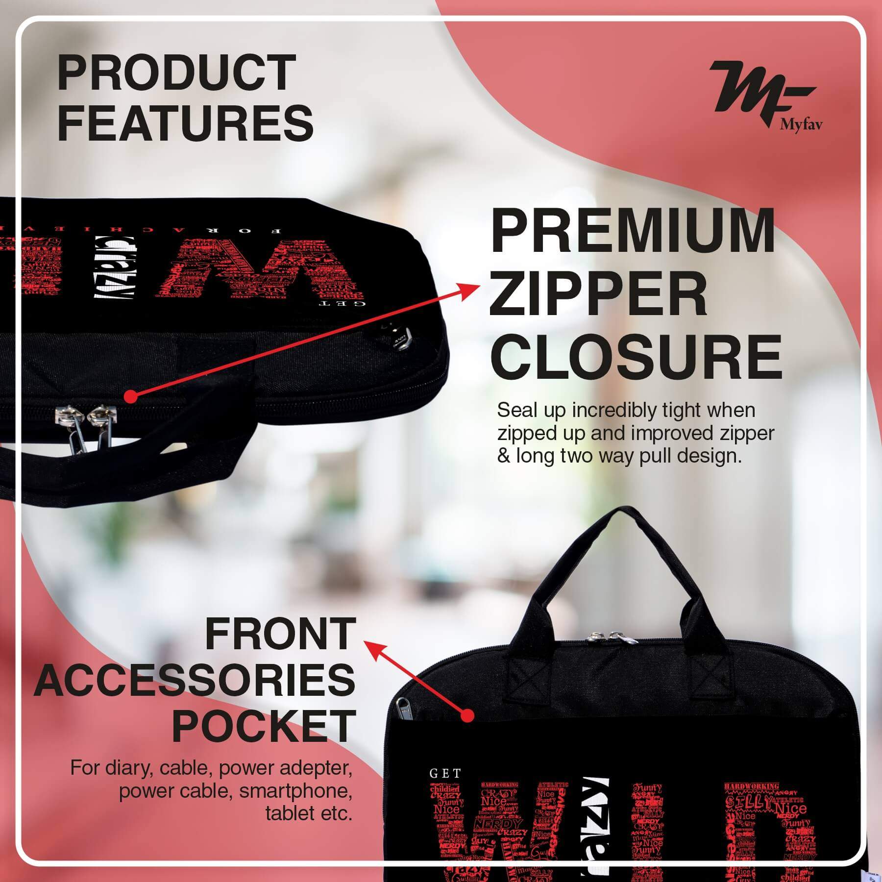 My Fav Motivational Quote Office Laptop Bag Briefcase 15.6 Inch for Women and Men