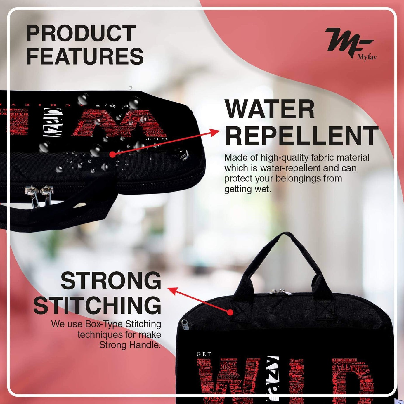 My Fav Motivational Quote Office Laptop Bag Briefcase 15.6 Inch for Women and Men