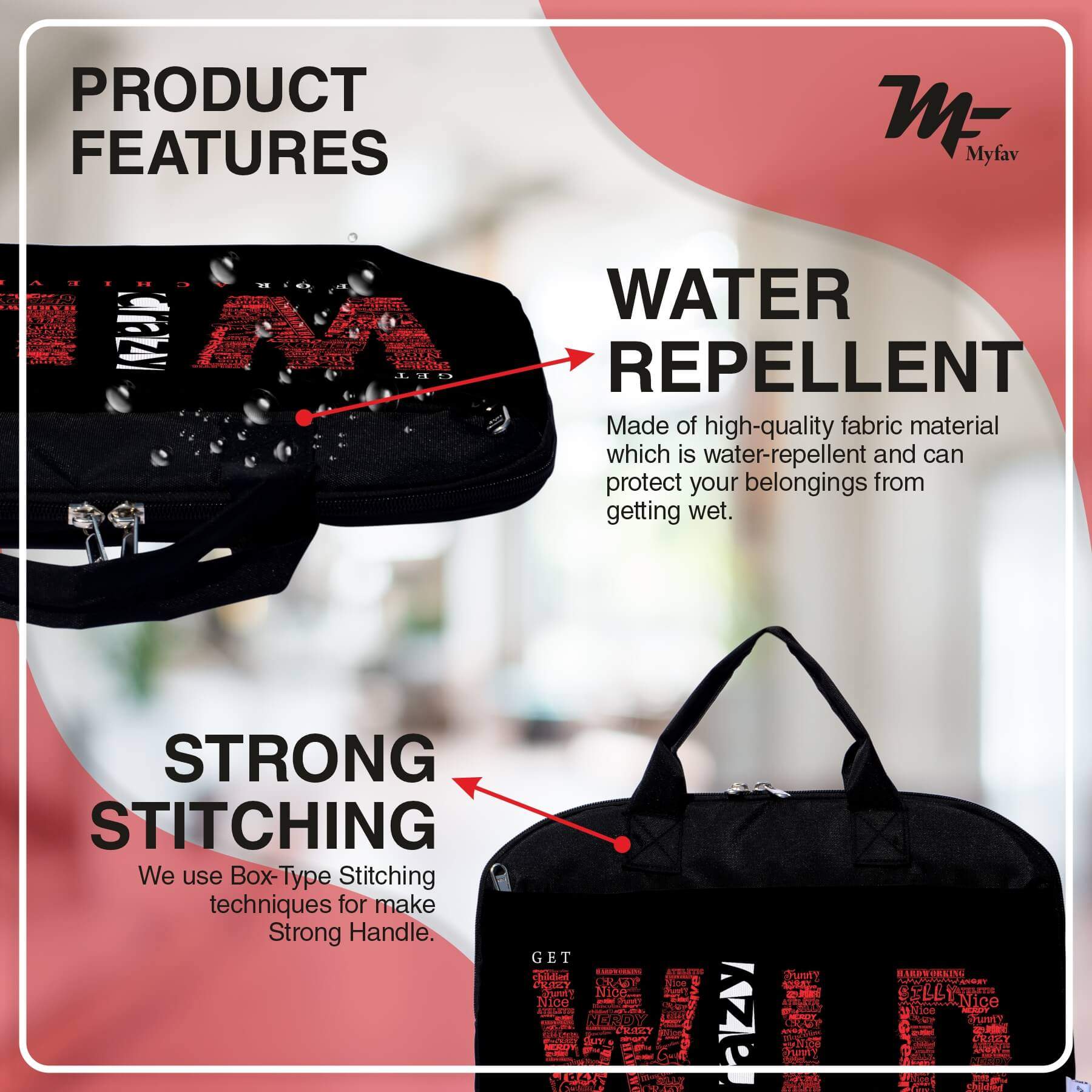 My Fav Motivational Quote Office Laptop Bag Briefcase 15.6 Inch for Women and Men