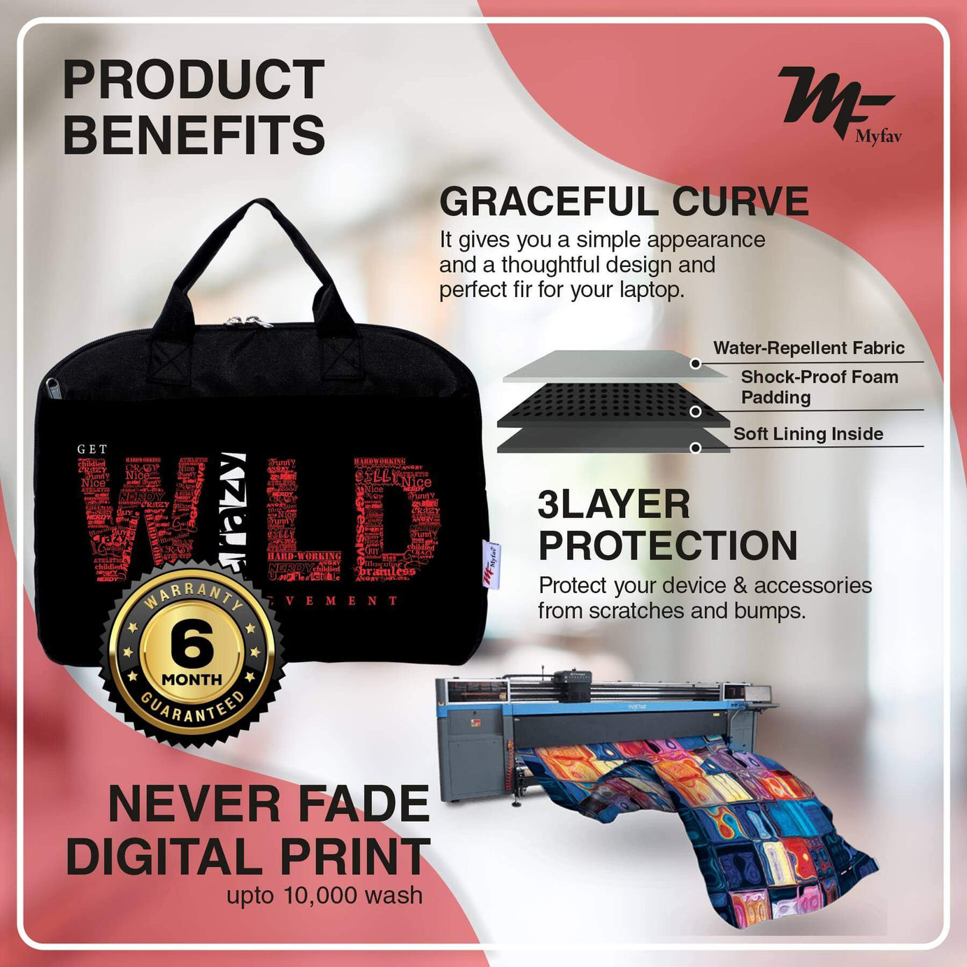 My Fav Motivational Quote Office Laptop Bag Briefcase 15.6 Inch for Women and Men