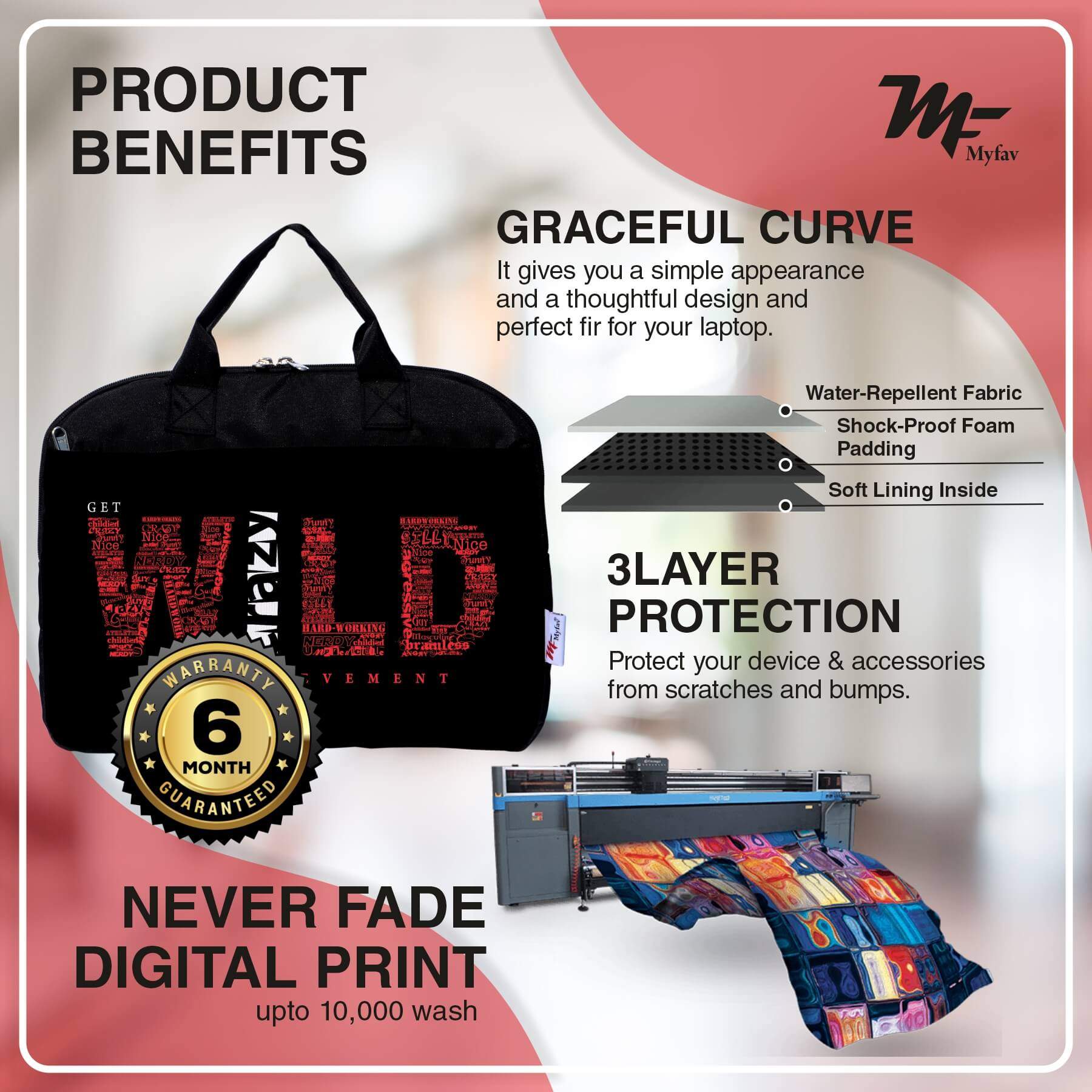 My Fav Motivational Quote Office Laptop Bag Briefcase 15.6 Inch for Women and Men