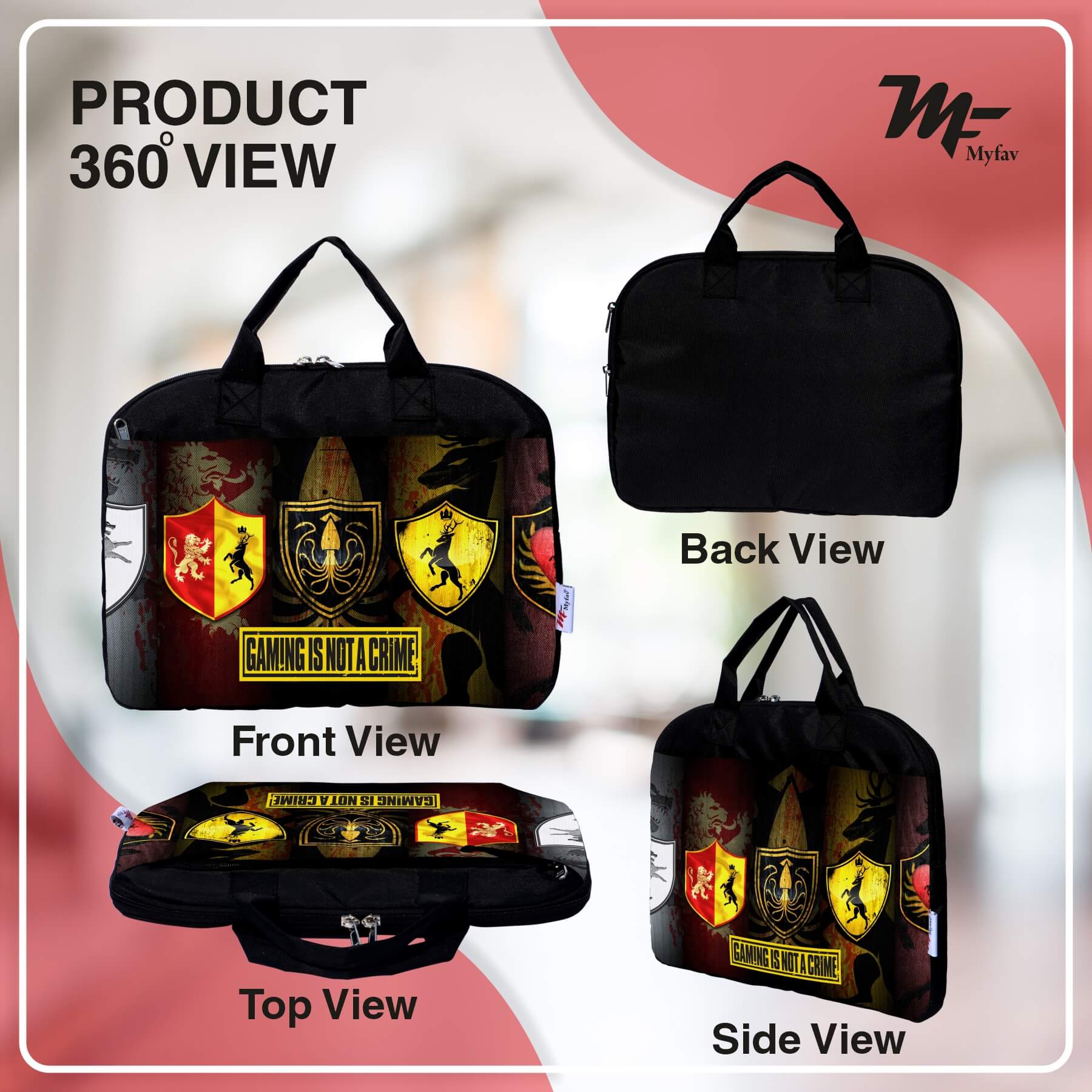 My Fav Gaming  Laptop Bag Briefcase 15.6 Inch for Women and Men