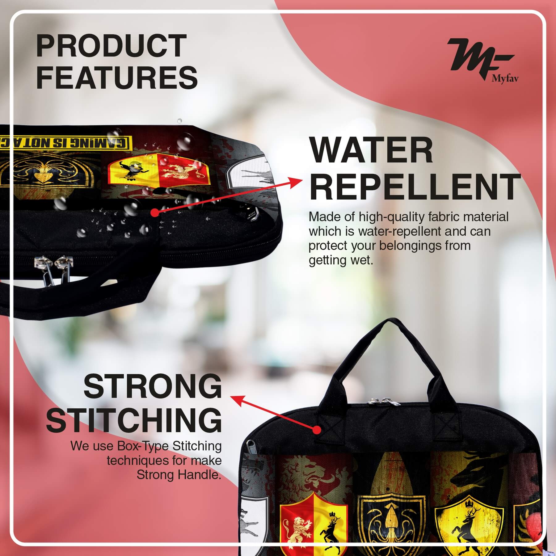 My Fav Gaming  Laptop Bag Briefcase 15.6 Inch for Women and Men