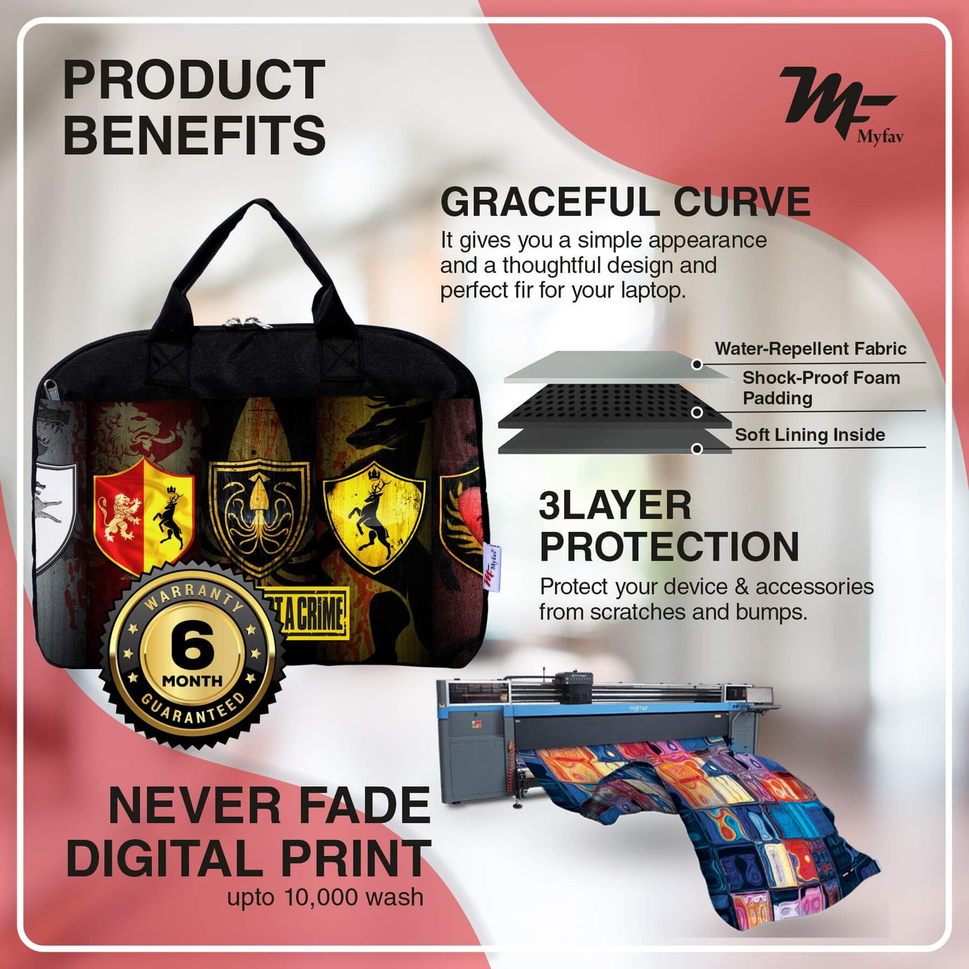 My Fav Gaming  Laptop Bag Briefcase 15.6 Inch for Women and Men