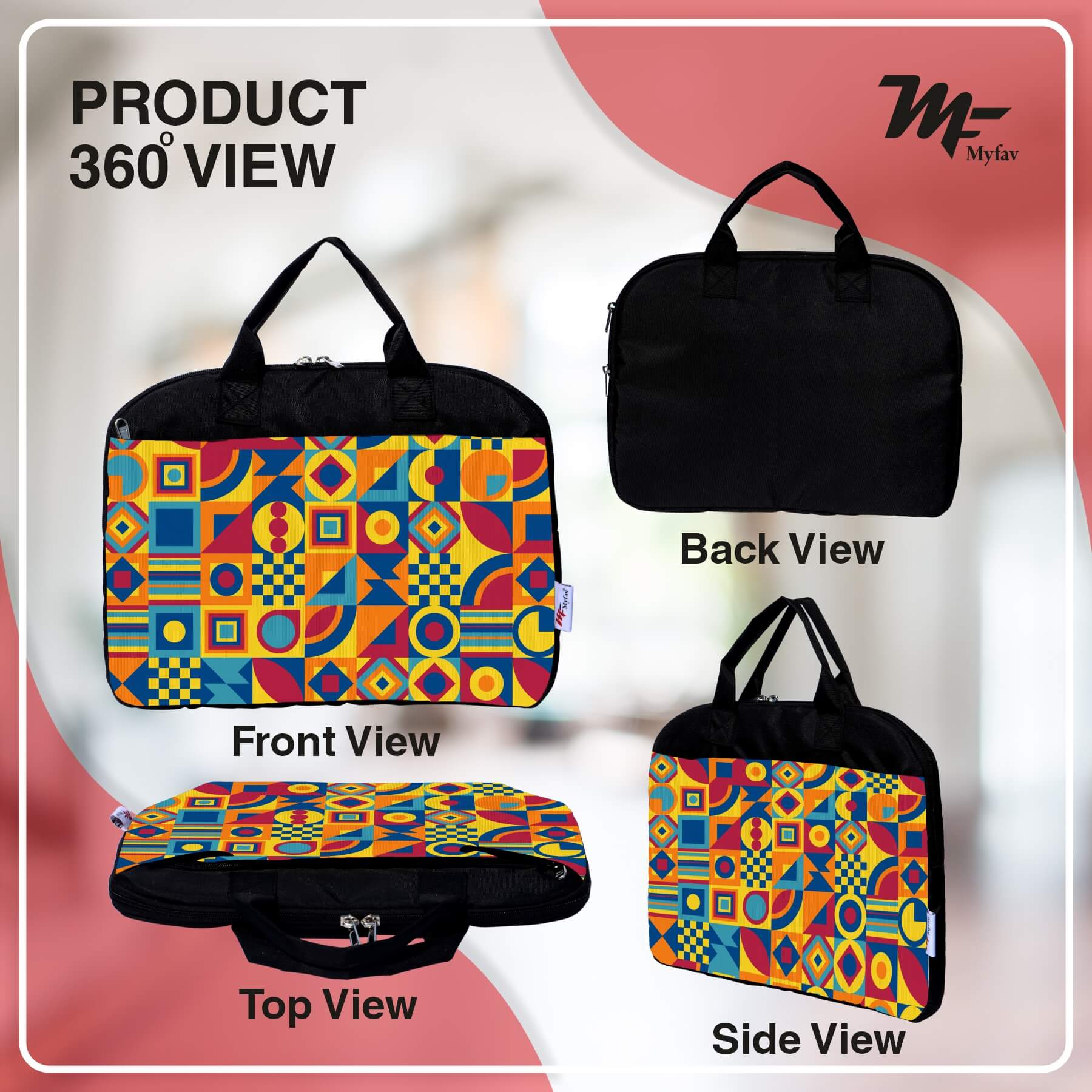 My Fav Multi Printed Office Laptop Bag Briefcase 15.6 Inch for Women and Men