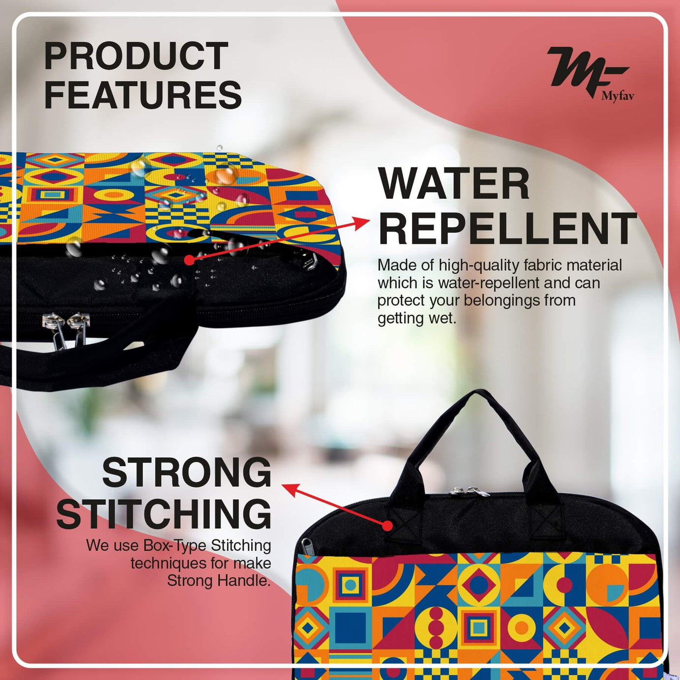 My Fav Multi Printed Office Laptop Bag Briefcase 15.6 Inch for Women and Men