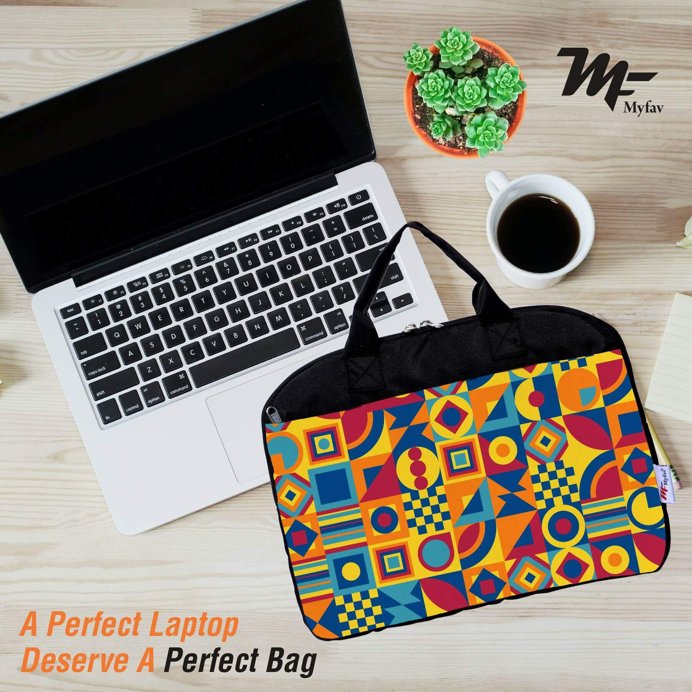My Fav Multi Printed Office Laptop Bag Briefcase 15.6 Inch for Women and Men