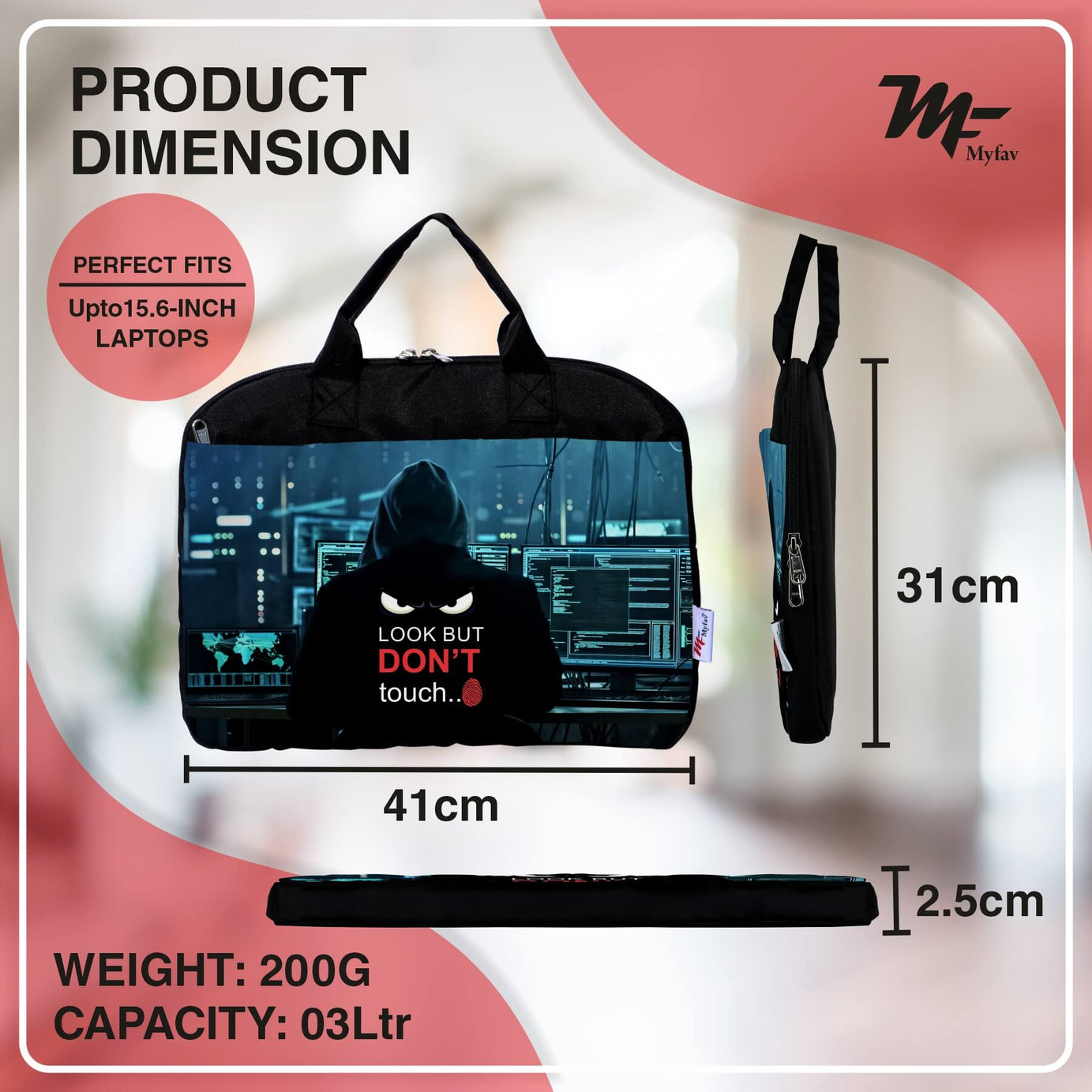 My Fav Computer Man Office Laptop Bag Briefcase 15.6 Inch for Women and Men