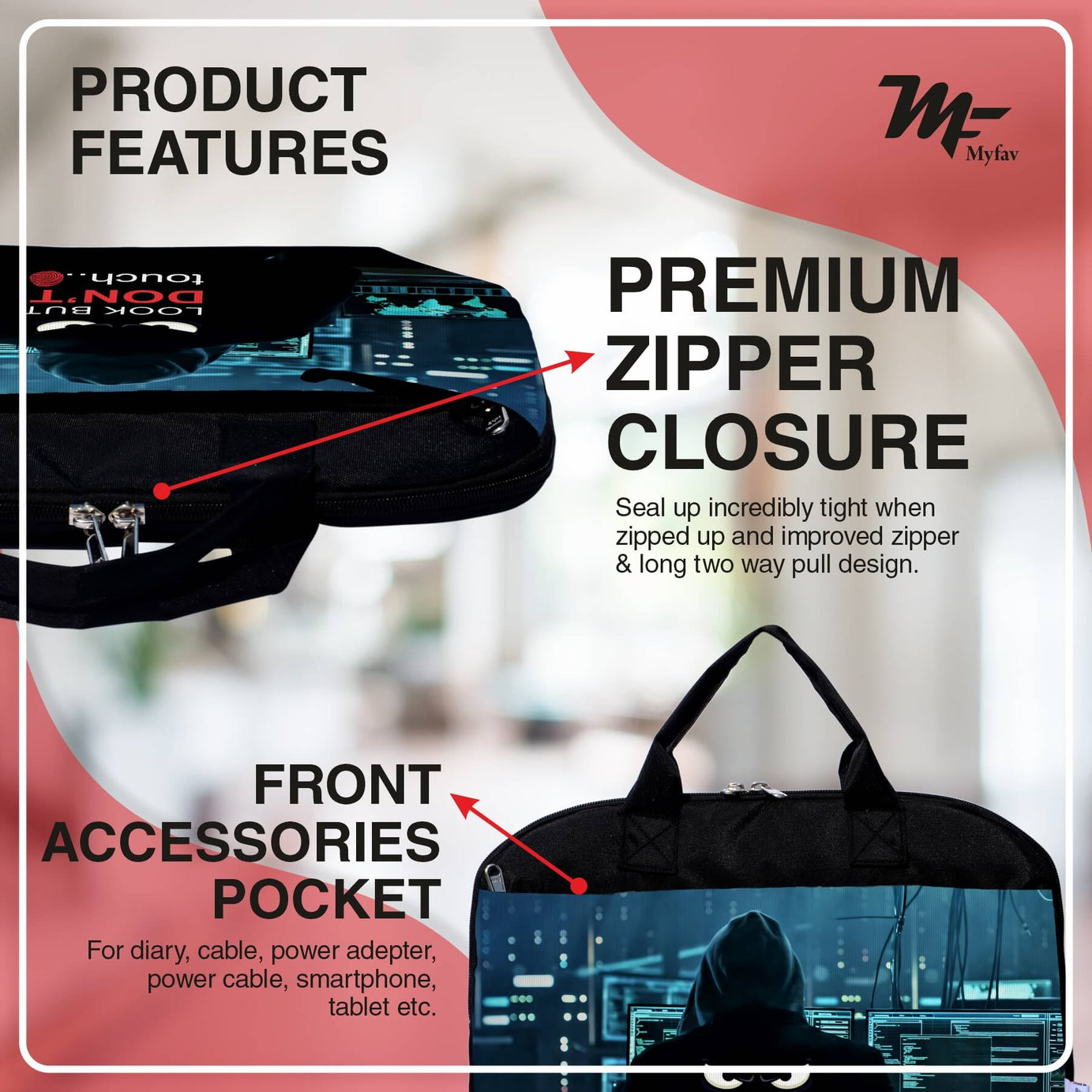 My Fav Computer Man Office Laptop Bag Briefcase 15.6 Inch for Women and Men