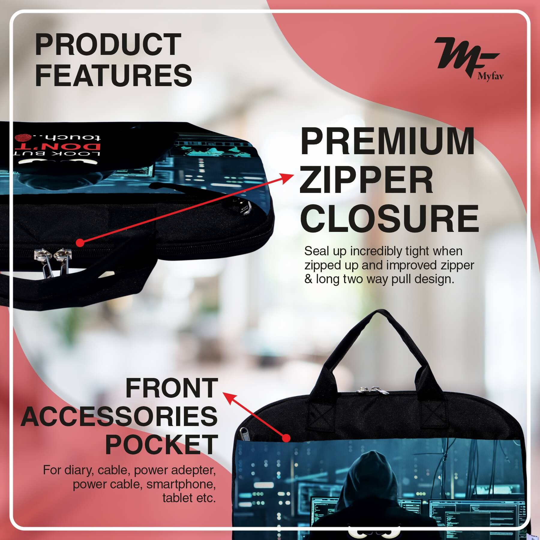 My Fav Computer Man Office Laptop Bag Briefcase 15.6 Inch for Women and Men