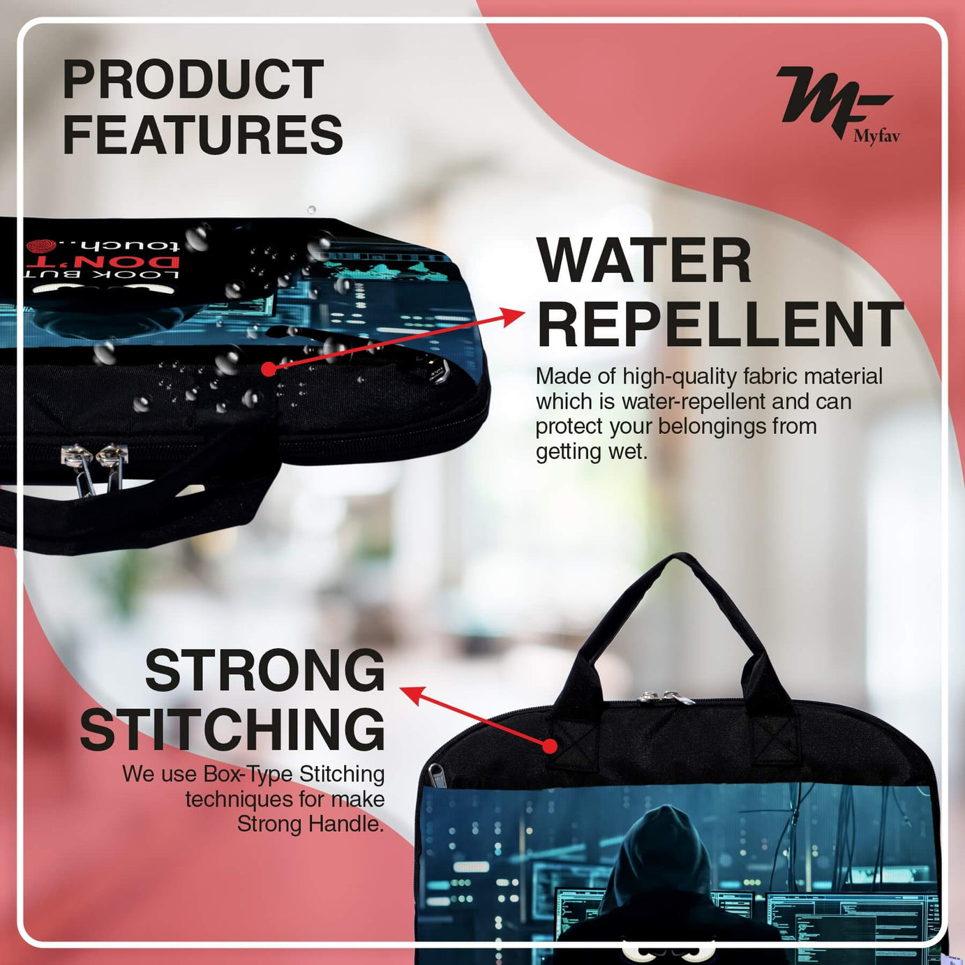 My Fav Computer Man Office Laptop Bag Briefcase 15.6 Inch for Women and Men