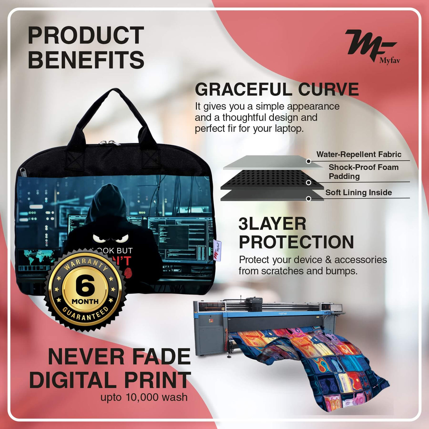 My Fav Computer Man Office Laptop Bag Briefcase 15.6 Inch for Women and Men