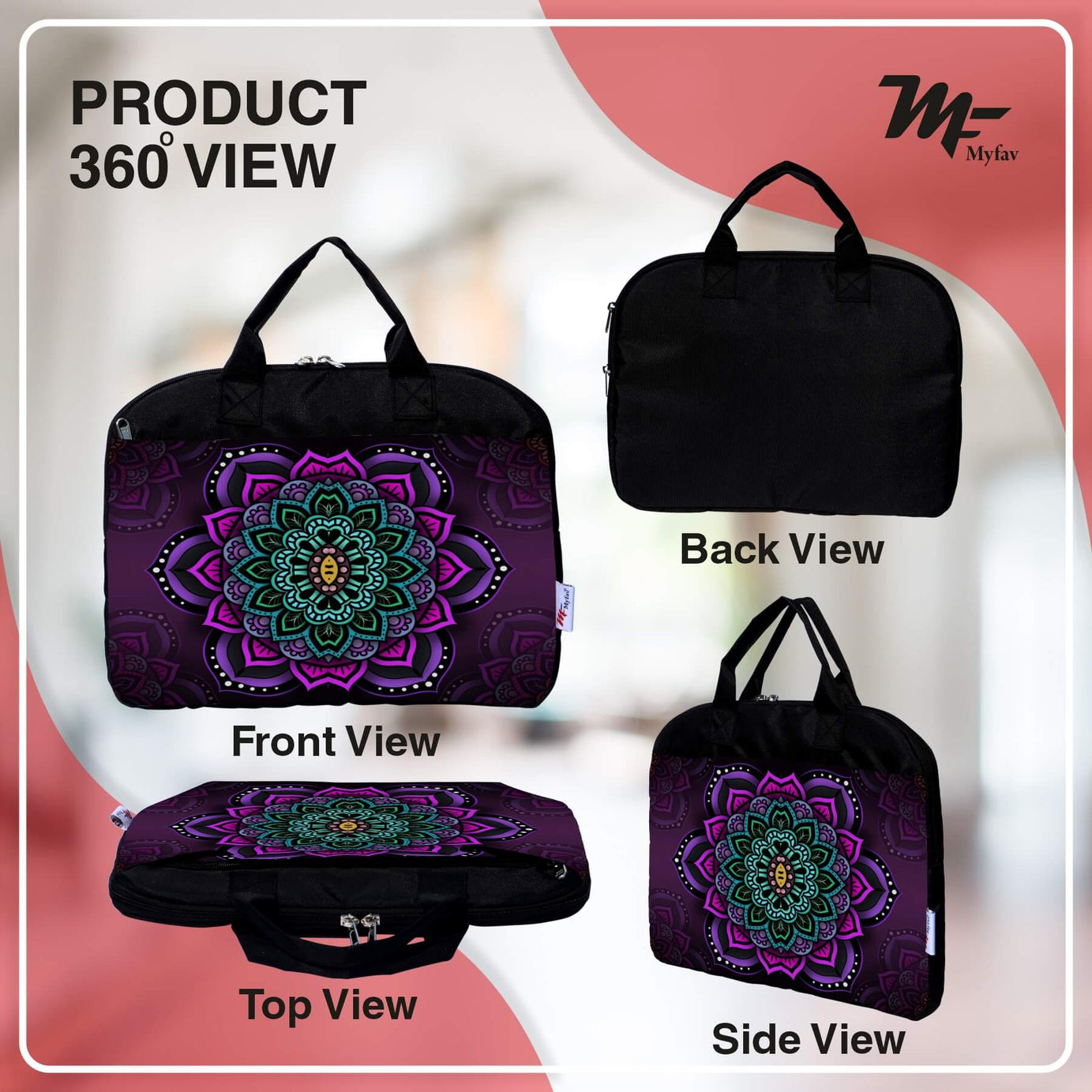 My Fav Rangoli Print Office Laptop Bag Briefcase 15.6 Inch for Women and Men