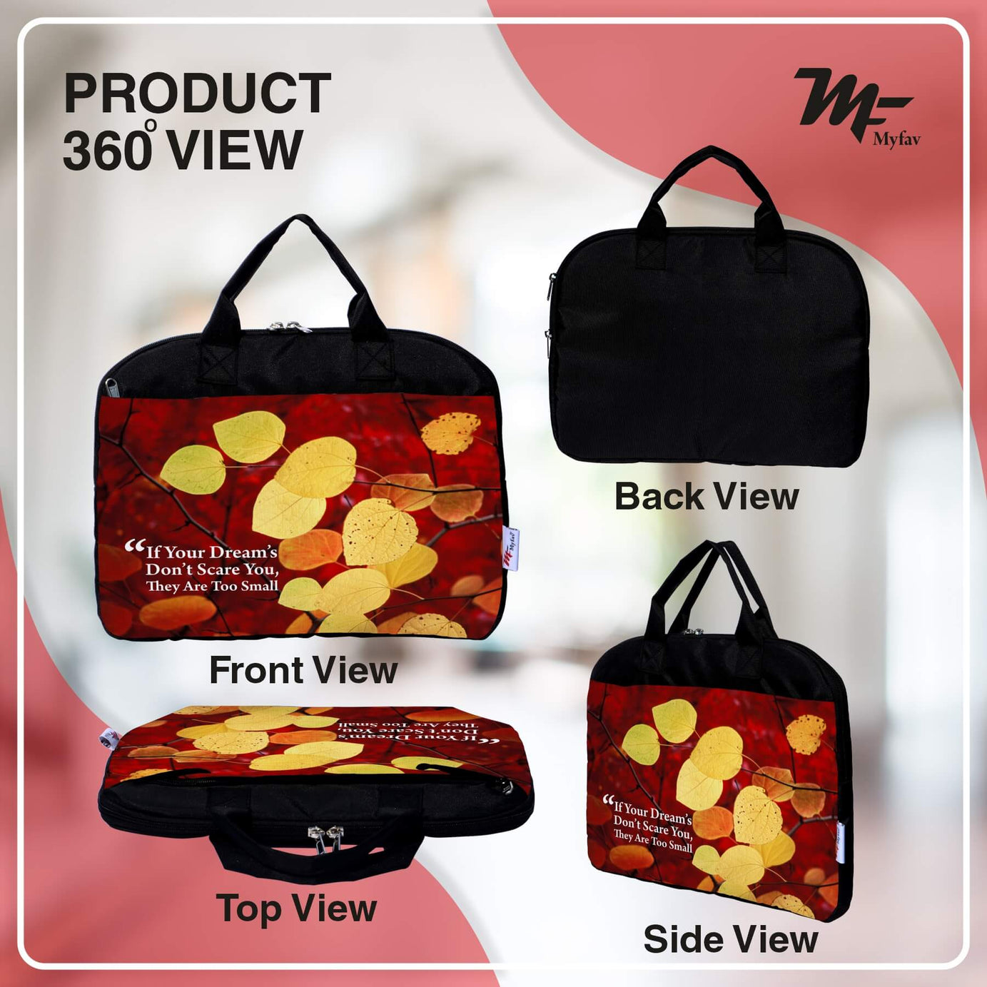 My Fav Leafs Print Office Laptop Bag Briefcase 15.6 Inch for Women and Men