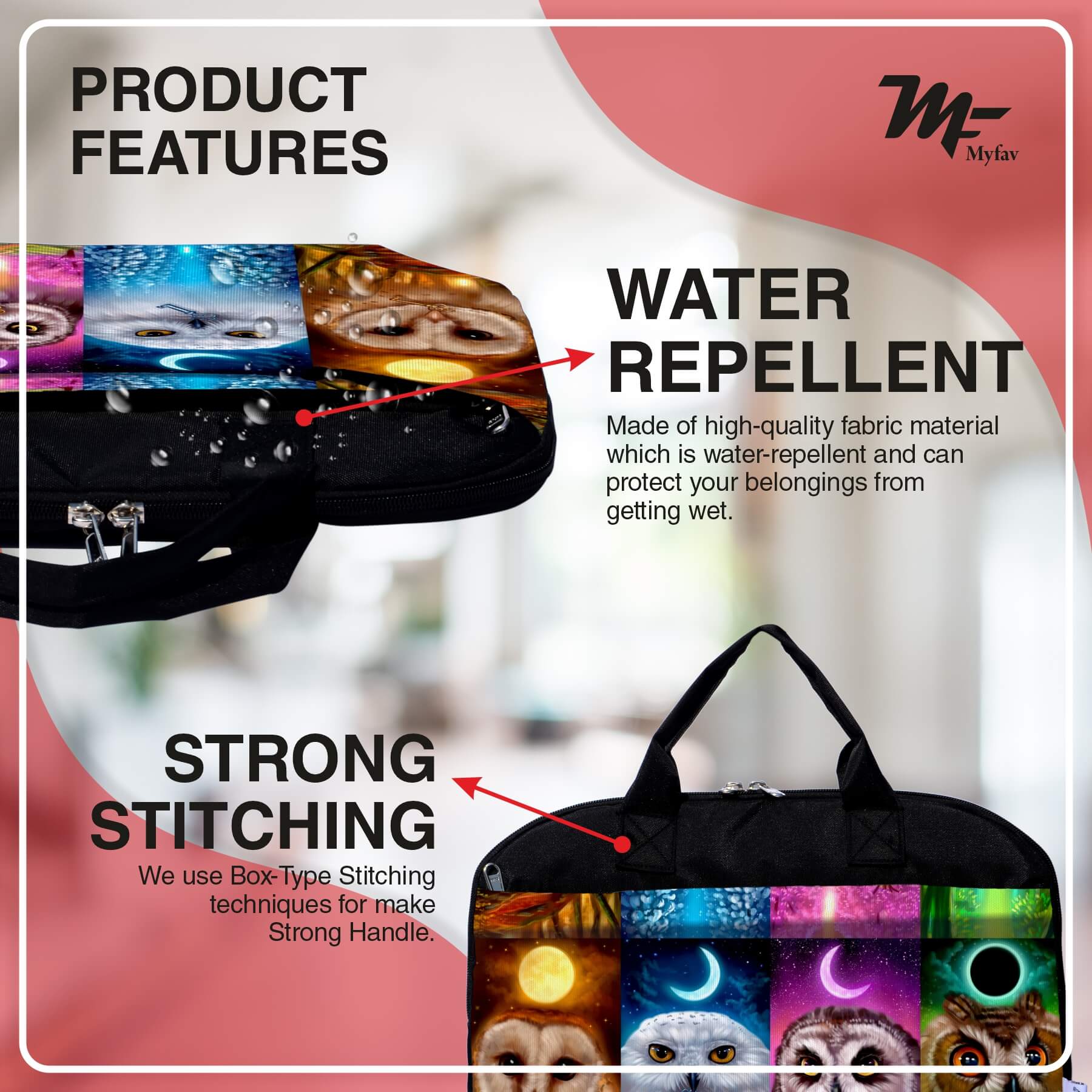 My Fav Owl Print Office Laptop Bag Briefcase 15.6 Inch for Women and Men