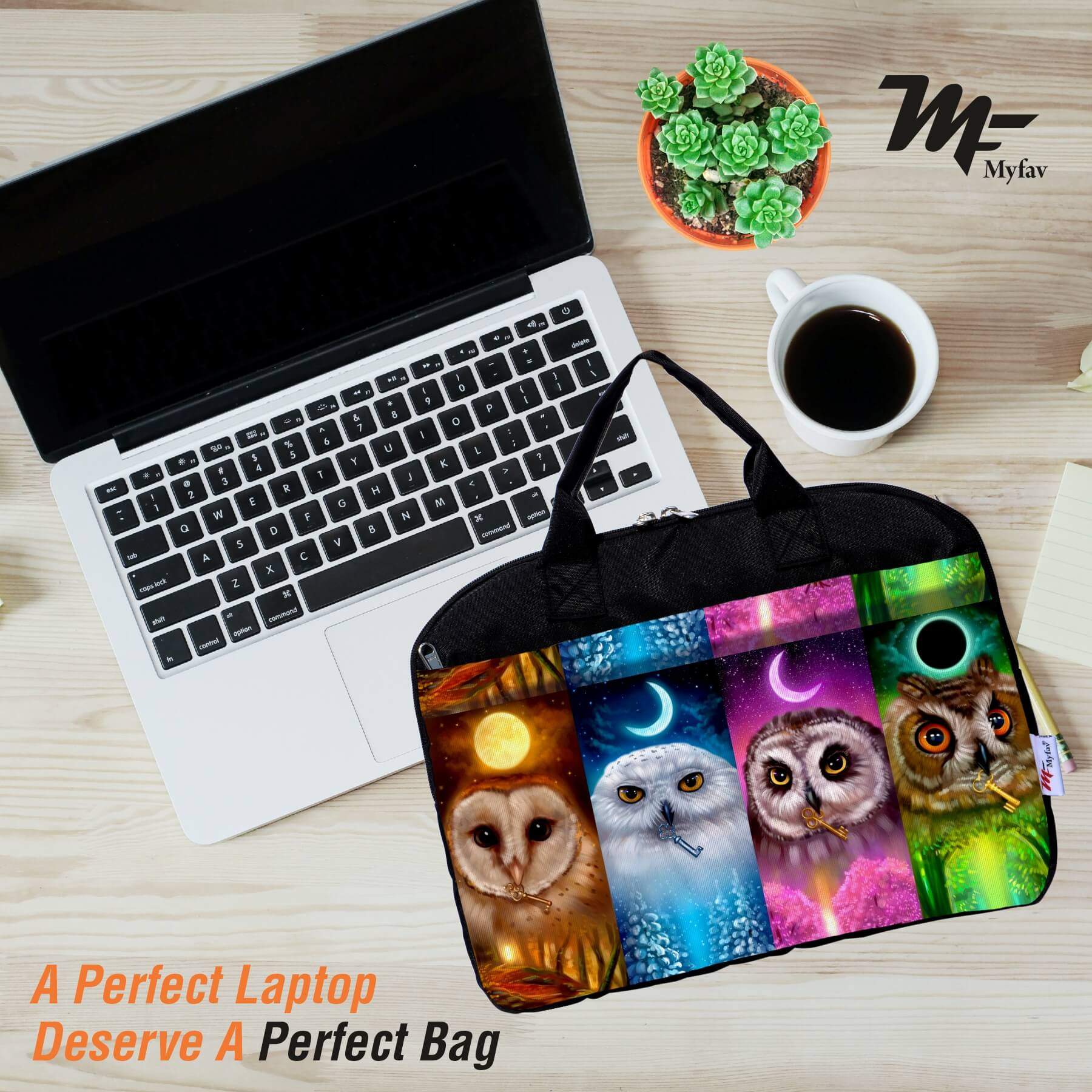 My Fav Owl Print Office Laptop Bag Briefcase 15.6 Inch for Women and Men