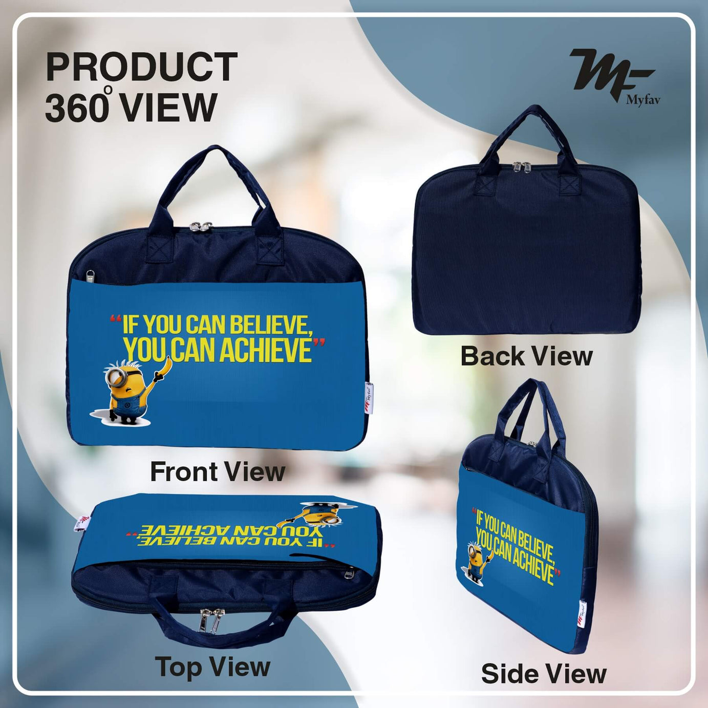 My Fav Blue Motivational Quote Office Laptop Briefcase Bag 15.6 Inch for Women and Men